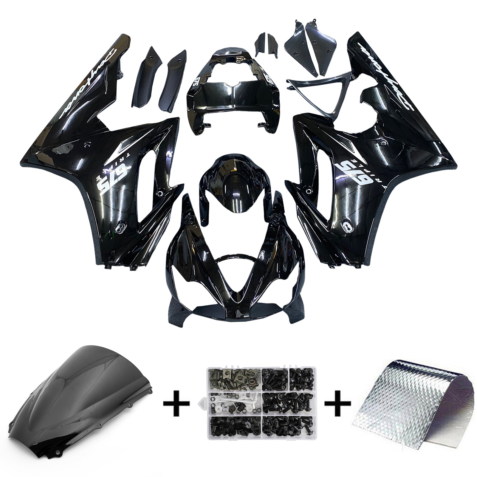 Amotopart 2006-2008 Triumph Daytona 675 Black Style4 Kit de carénage
