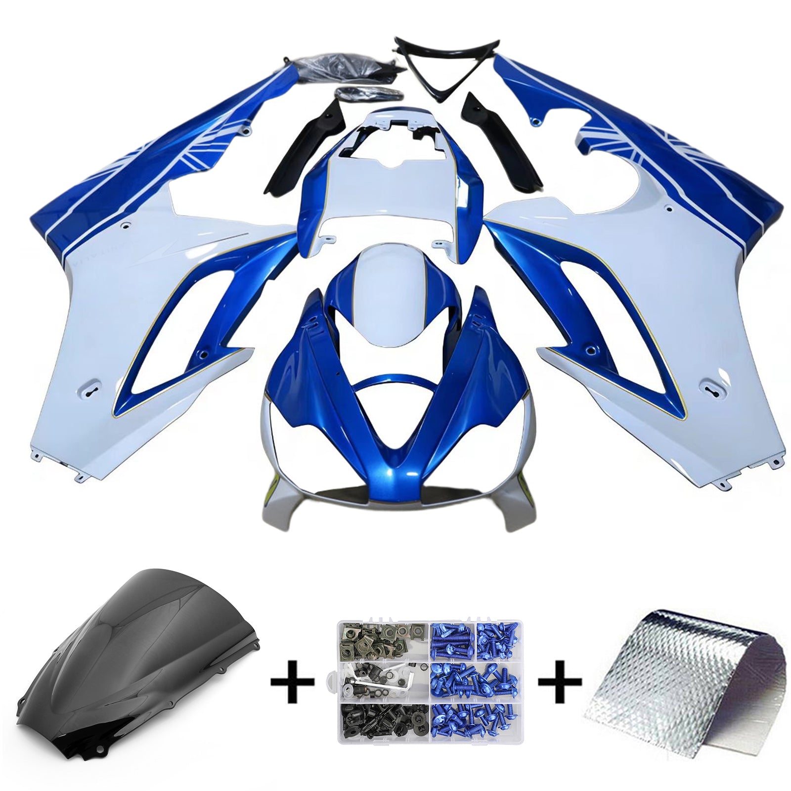 Amotopart 2006-2008 Triumph Daytona 675 White&Blue Style2 Fairing Kit