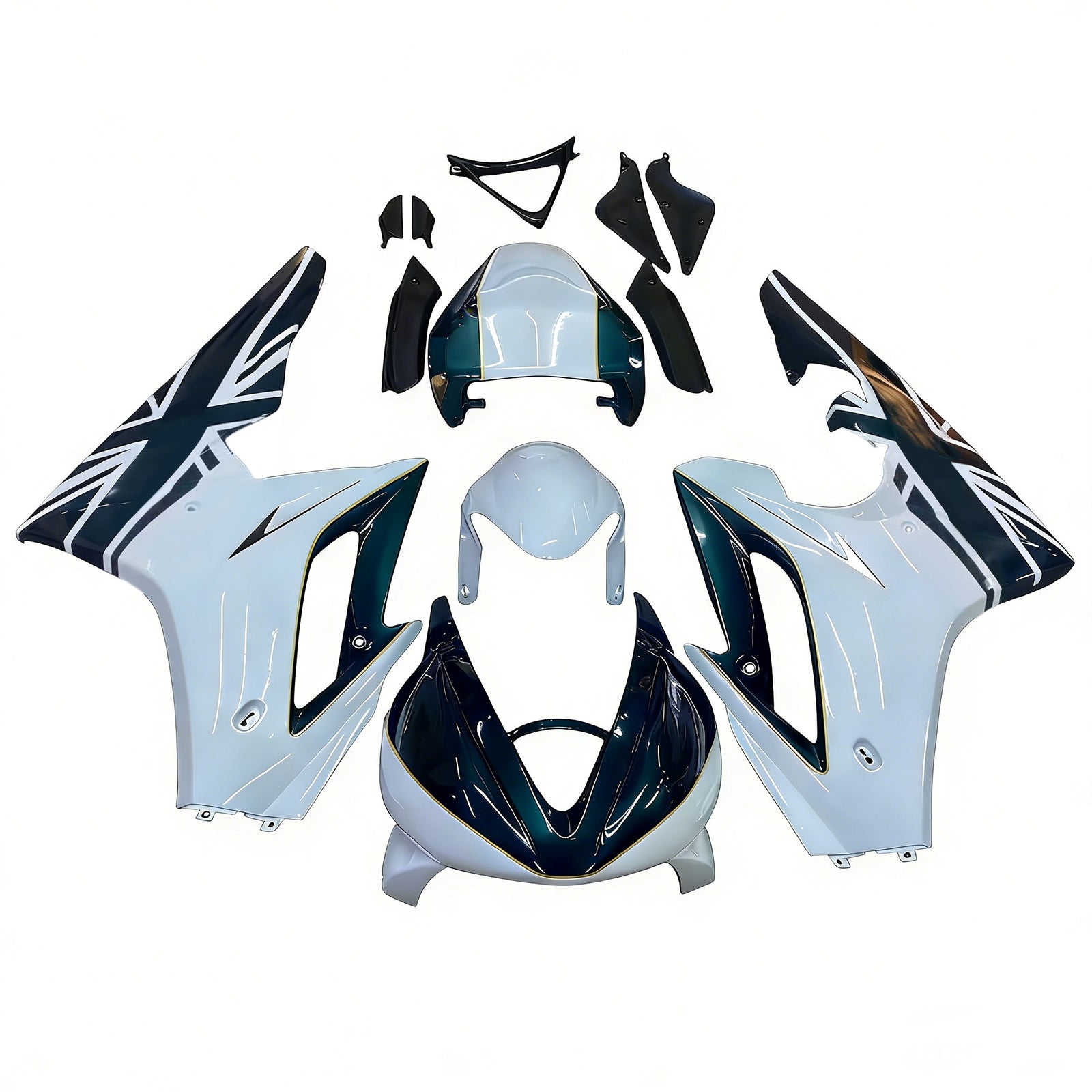 Amotopart 2006-2008 Triumph Daytona 675 Schwarz&Verkleidungssatz White Style1