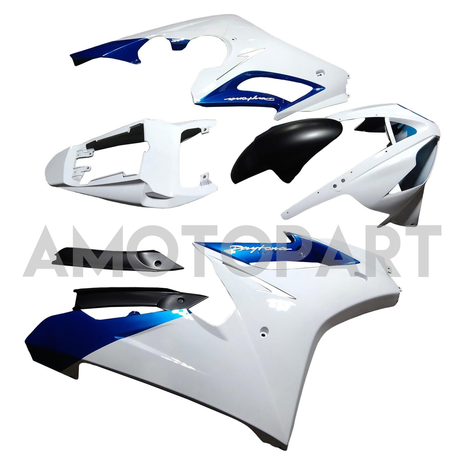 Amotopart 2006-2008 Triumph Daytona 675 White Blue Fairing Kit