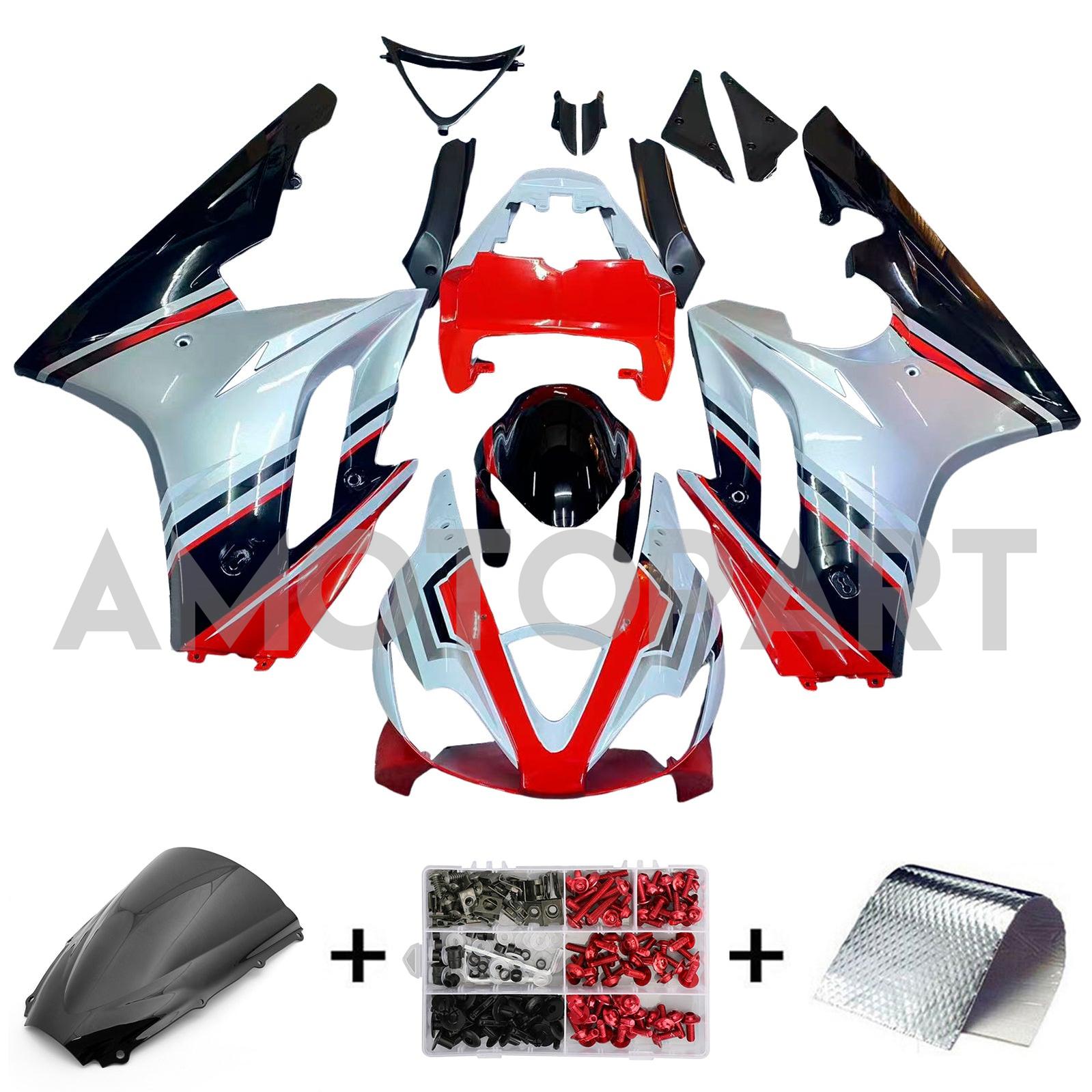 Amotopart 2006-2008 Triumph Daytona 675 Glossy Black White Red Fairing Kit