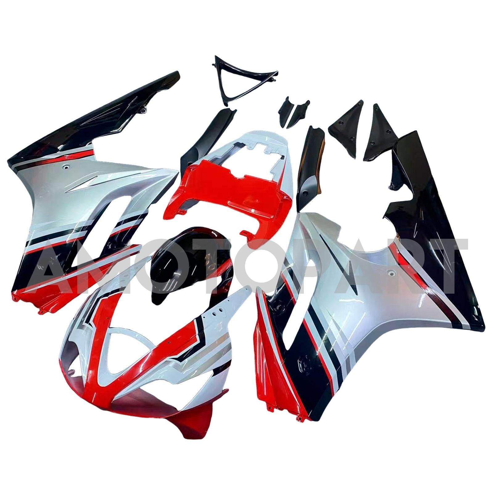 Amotopart 2006-2008 Triumph Daytona 675 Kit de carénage rouge blanc noir brillant