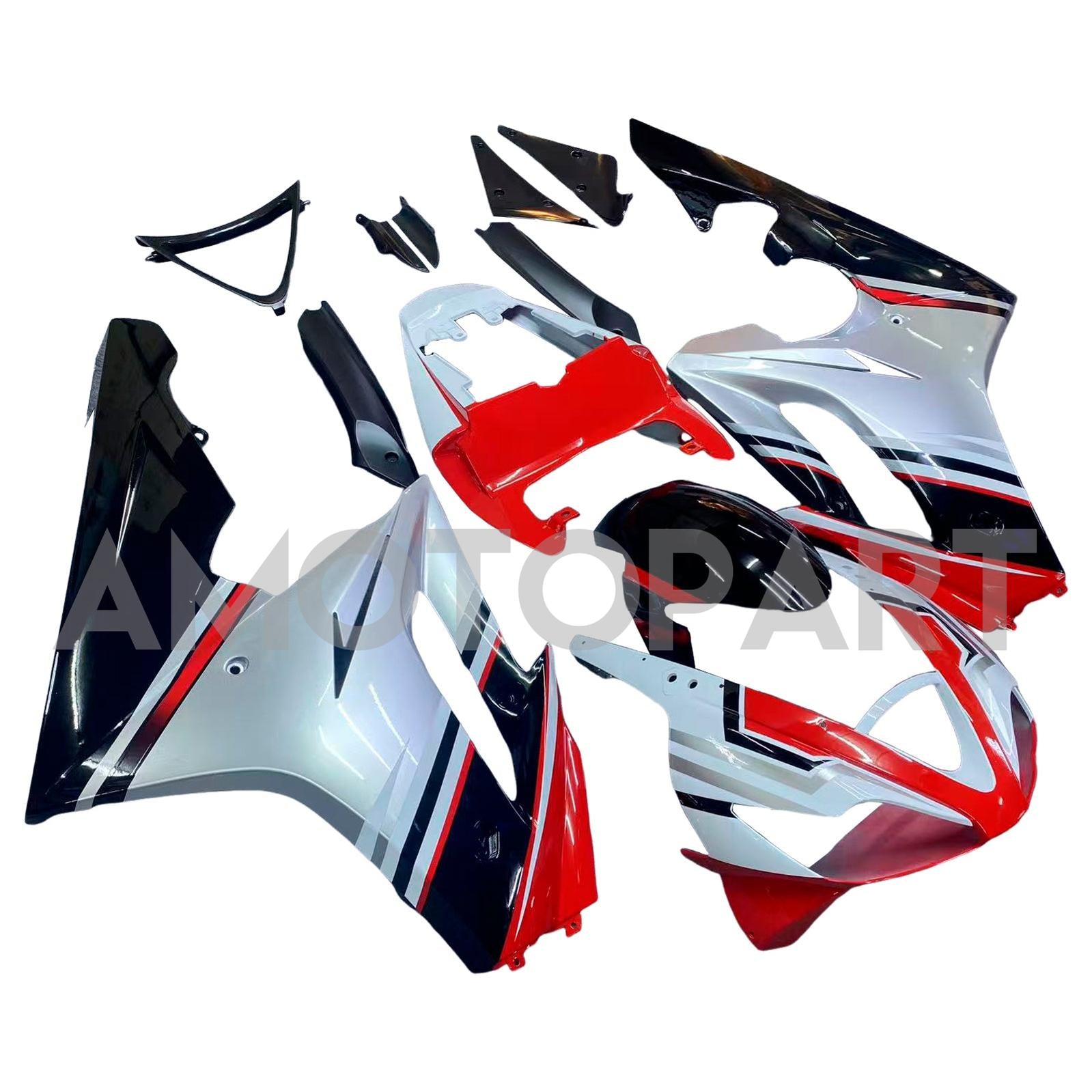 Amotopart 2006-2008 Triumph Daytona 675 Kit de carénage rouge blanc noir brillant