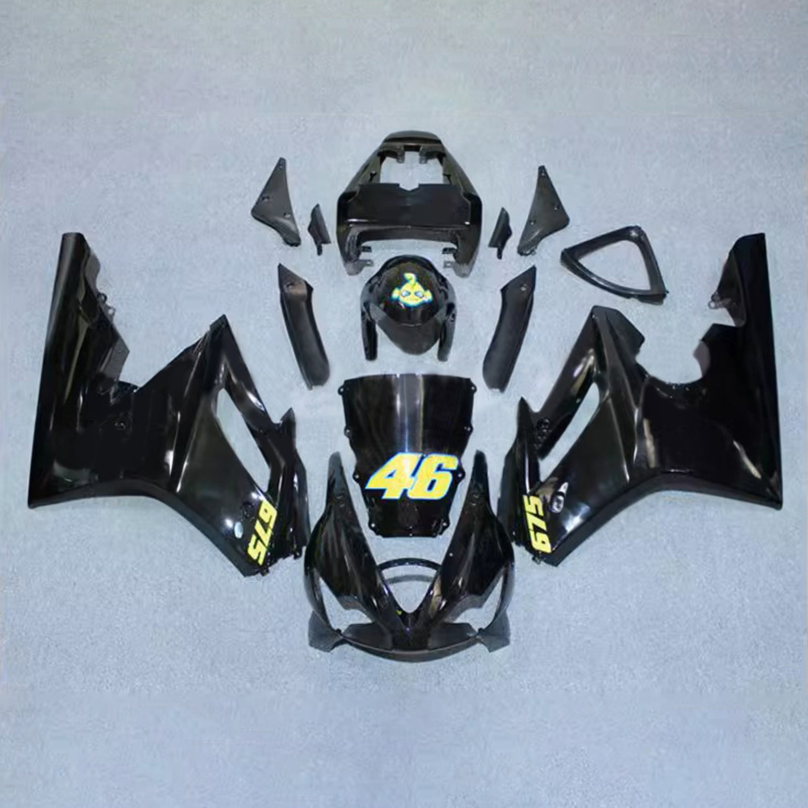 Amotopart 2006-2008 Triumph Daytona 675 Glossy Black Yellow Fairing Kit