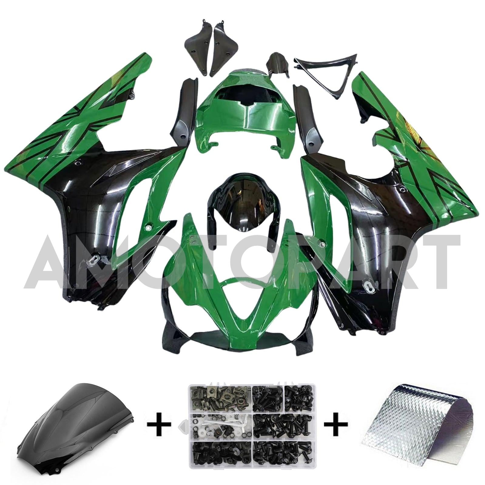 Amotopart 2006-2008 Triumph Daytona 675 Glossy Dark Green Black Fairing Kit