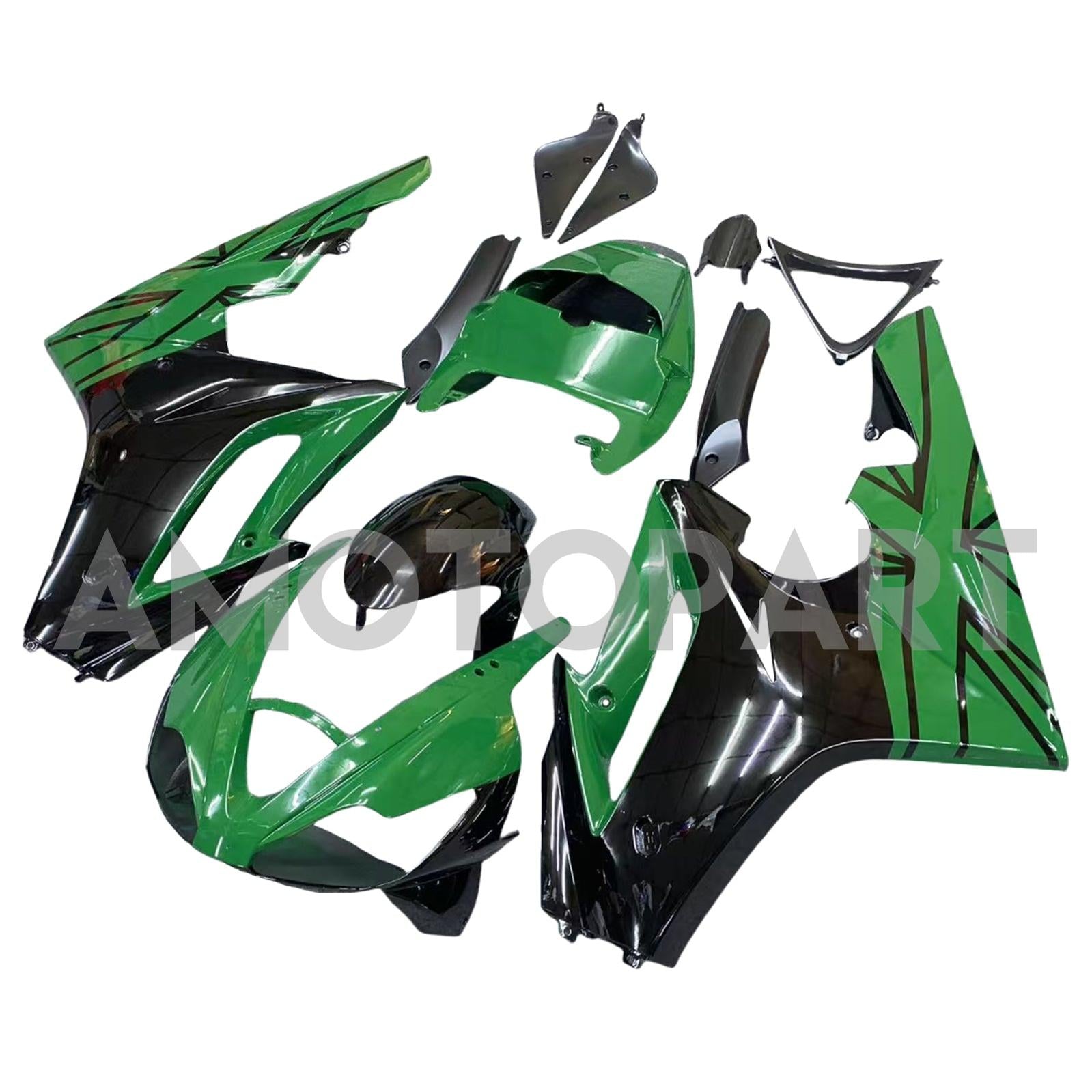 Amotopart 2006-2008 Triumph Daytona 675 Glänzende dunkelgrüne Schwarzverkleidung Kit