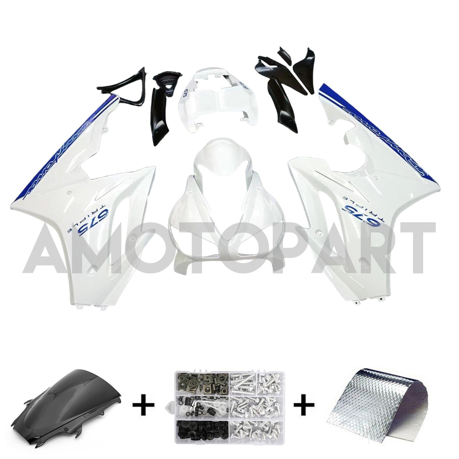 Amotopart 2009-2012 Triumph Daytona 675 Fairing White & Blue Kit
