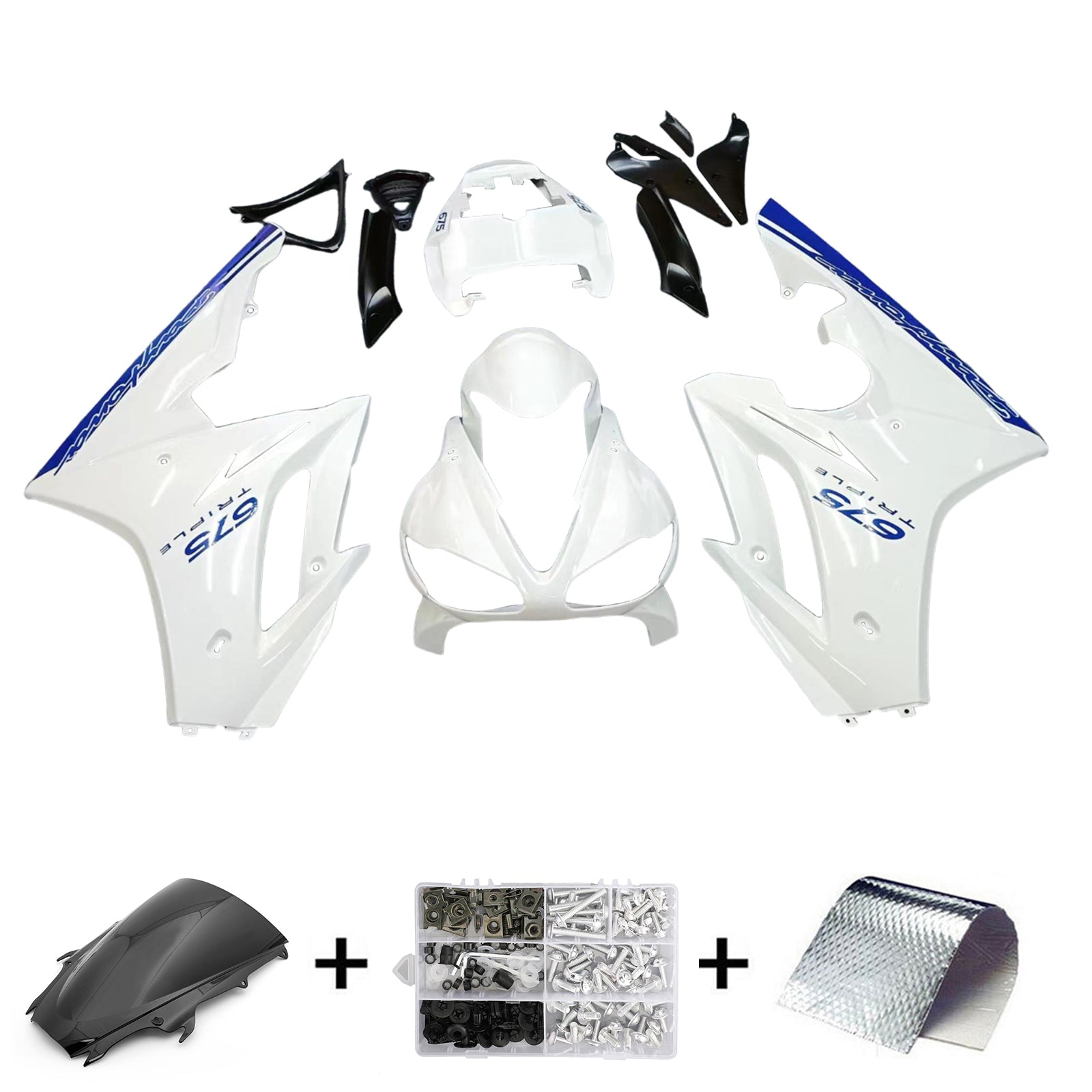 Amotopart 2009-2012 Triumph Daytona 675 Fairing White&Blue Kit