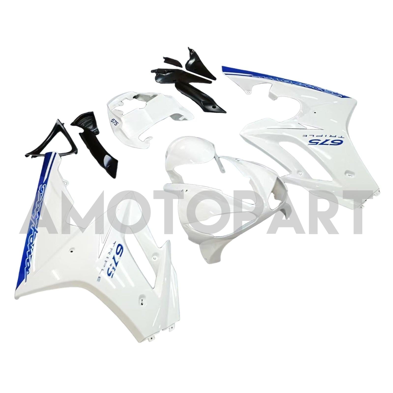 Amotopart 2009-2012 Triumph Daytona 675 Fairing White & Blue Kit