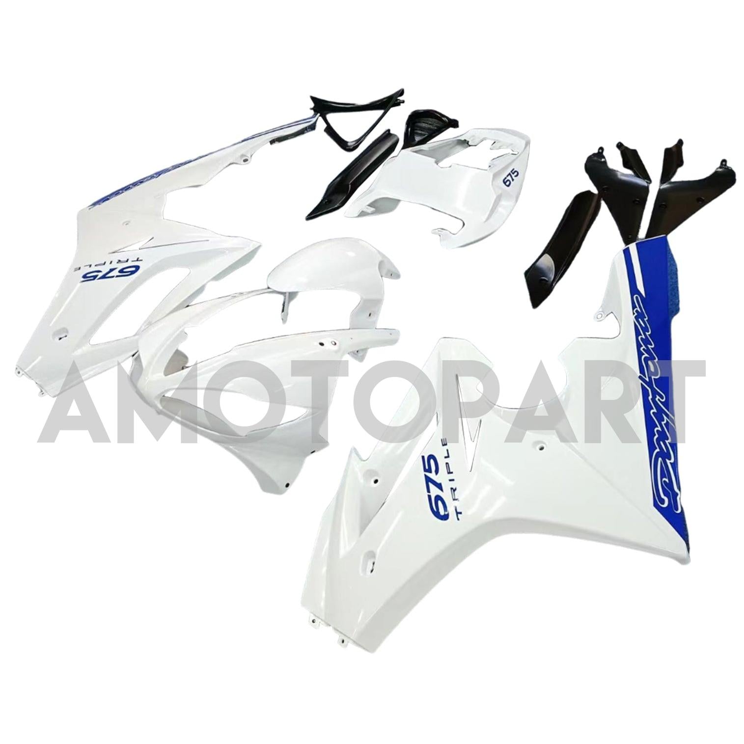 Amotopart 2009-2012 Triumph Daytona 675 Fairing White & Blue Kit