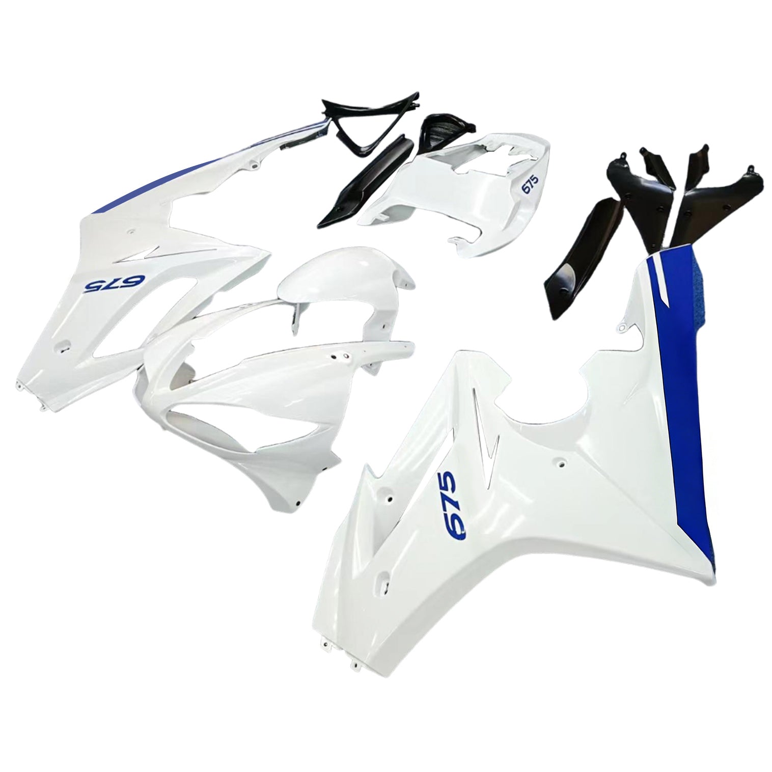 Amotopart 2009-2012 Triumph Daytona 675 Kit de carenado blanco y azul
