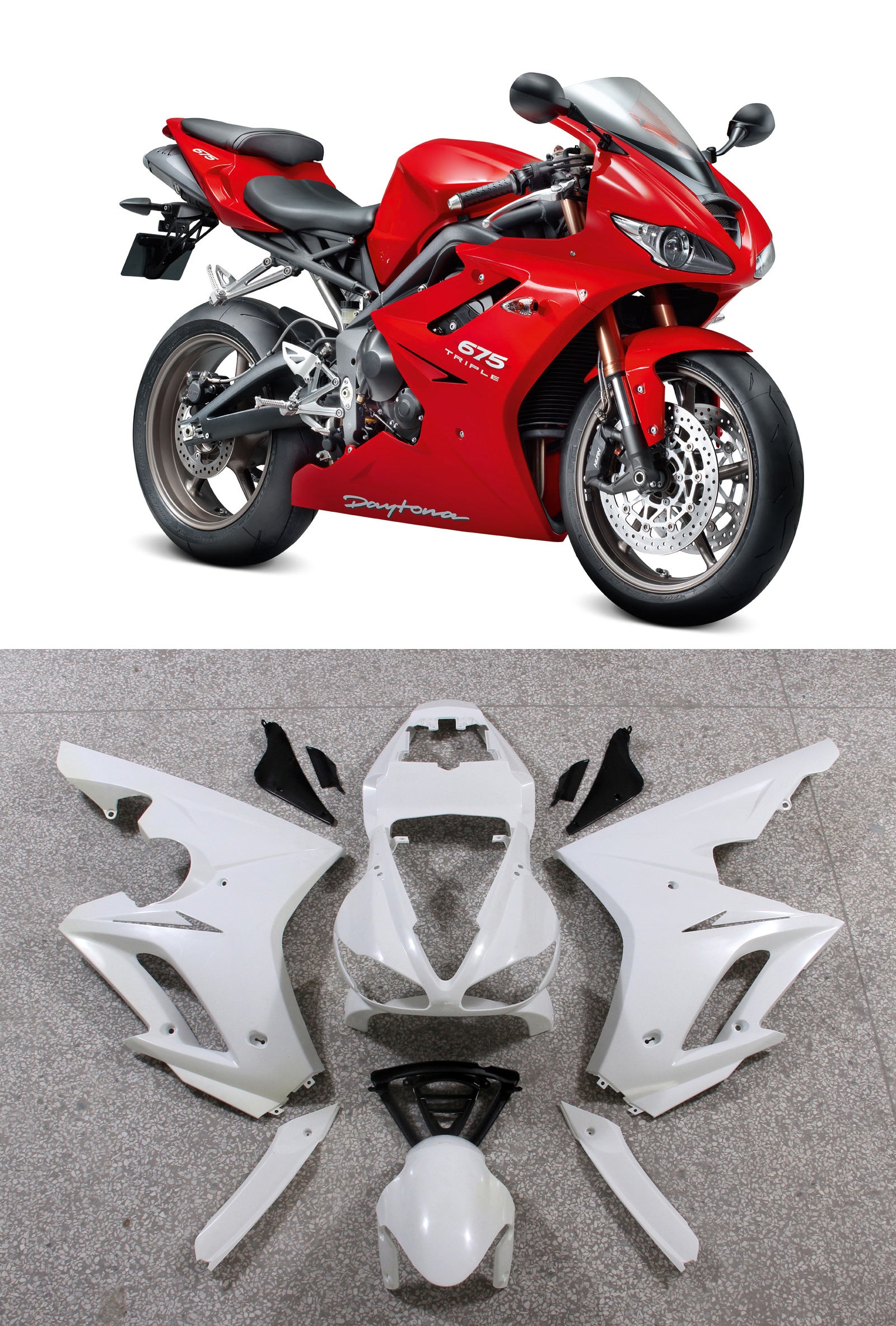 Amotopart 2009-2012 Triumph Daytona 675 rode kuipset
