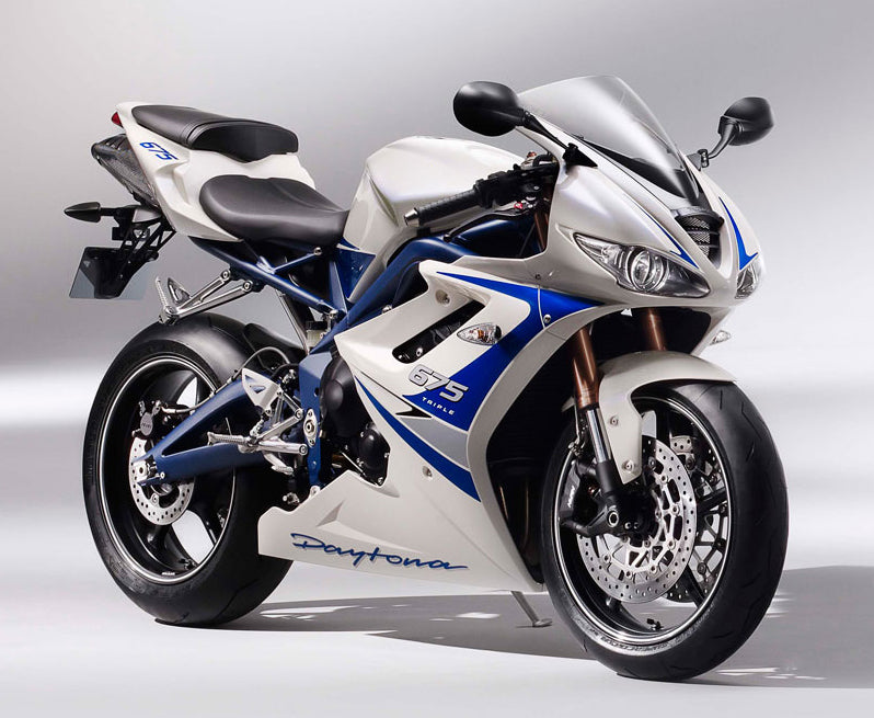 Amotopart 2009-2012 Triumph Daytona 675 Kit de carénage argent blanc bleu
