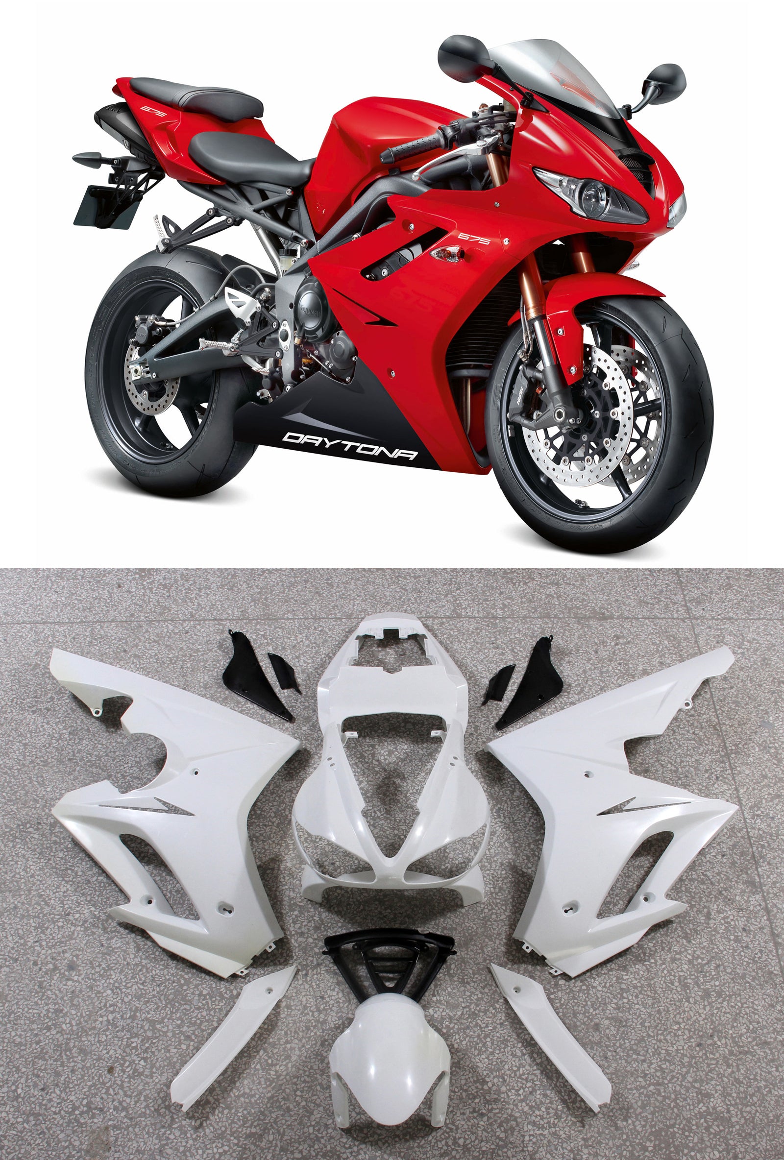 Amotopart 2009-2012 Kit carena Triumph Daytona 675 rosso nero