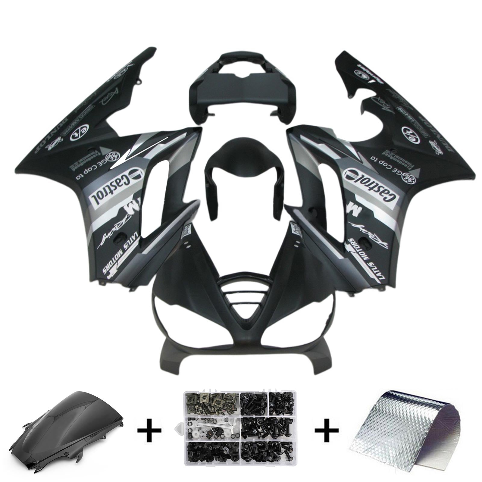 Amotopart 2009-2012 Triumph Daytona 675 Gris&Kit de carénage noir