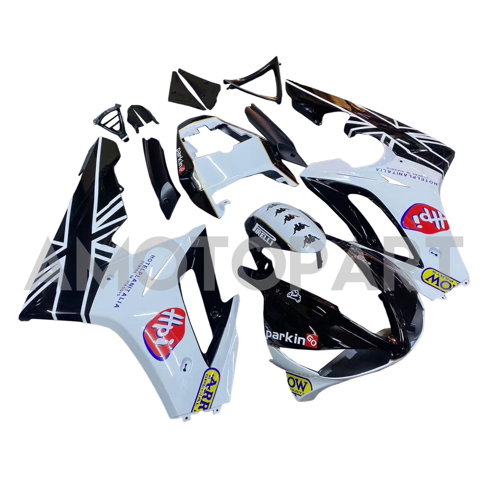 Amotopart 2009-2012 Triumph Daytona 675 White & Black Style1 Fairing Kit