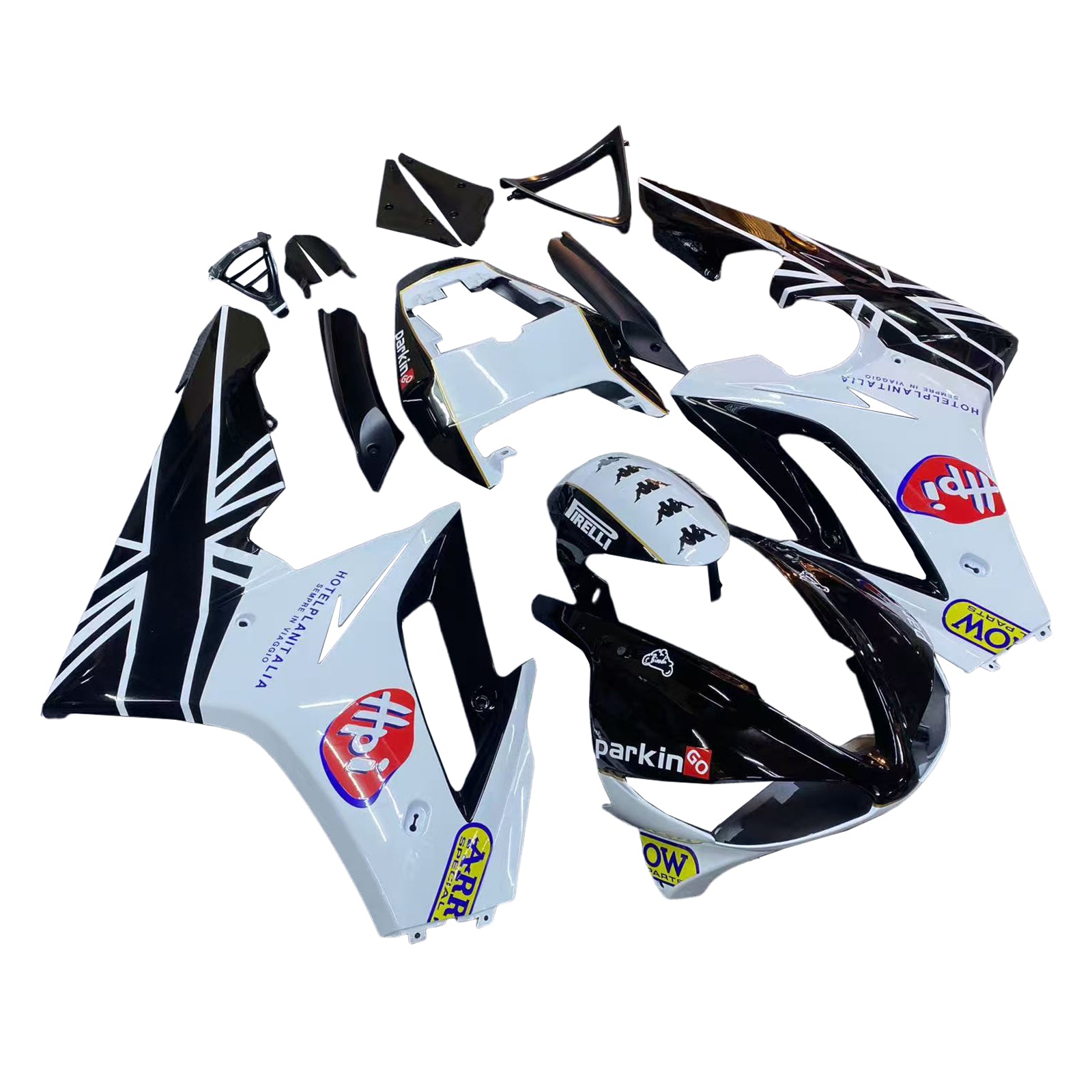 Amotopart 2009-2012 Kit carena Triumph Daytona 675 White&Black Style1