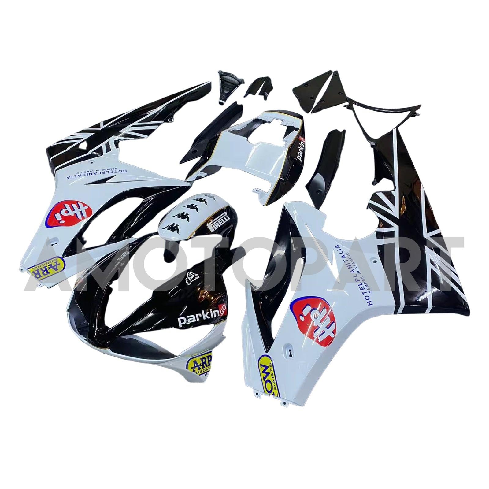 Amotopart 2009-2012 Triumph Daytona 675 White & Black Style1 Fairing Kit