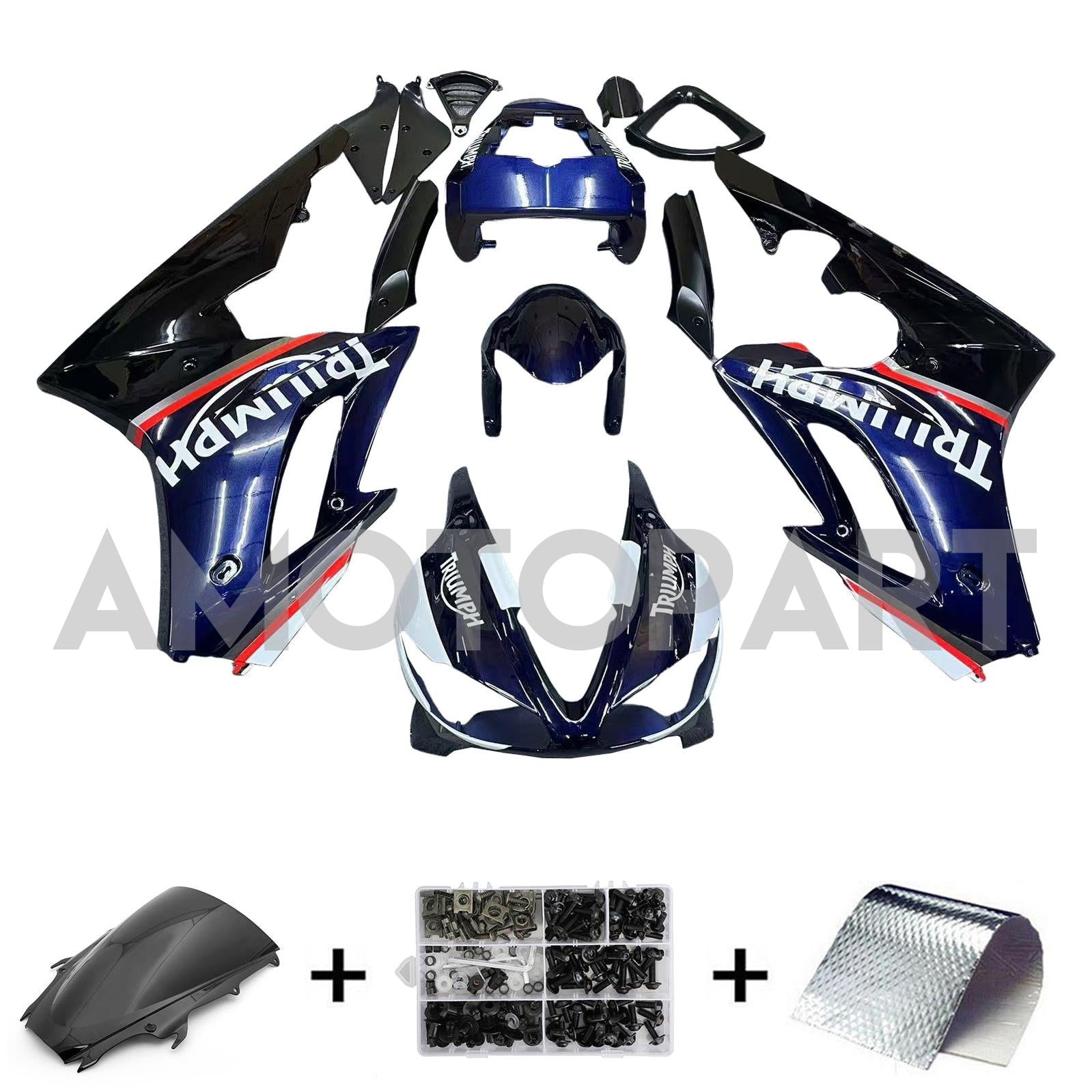 Amotopart 2009-2012 Triumph Daytona 675 Blue&Black Style2 Fairing Kit