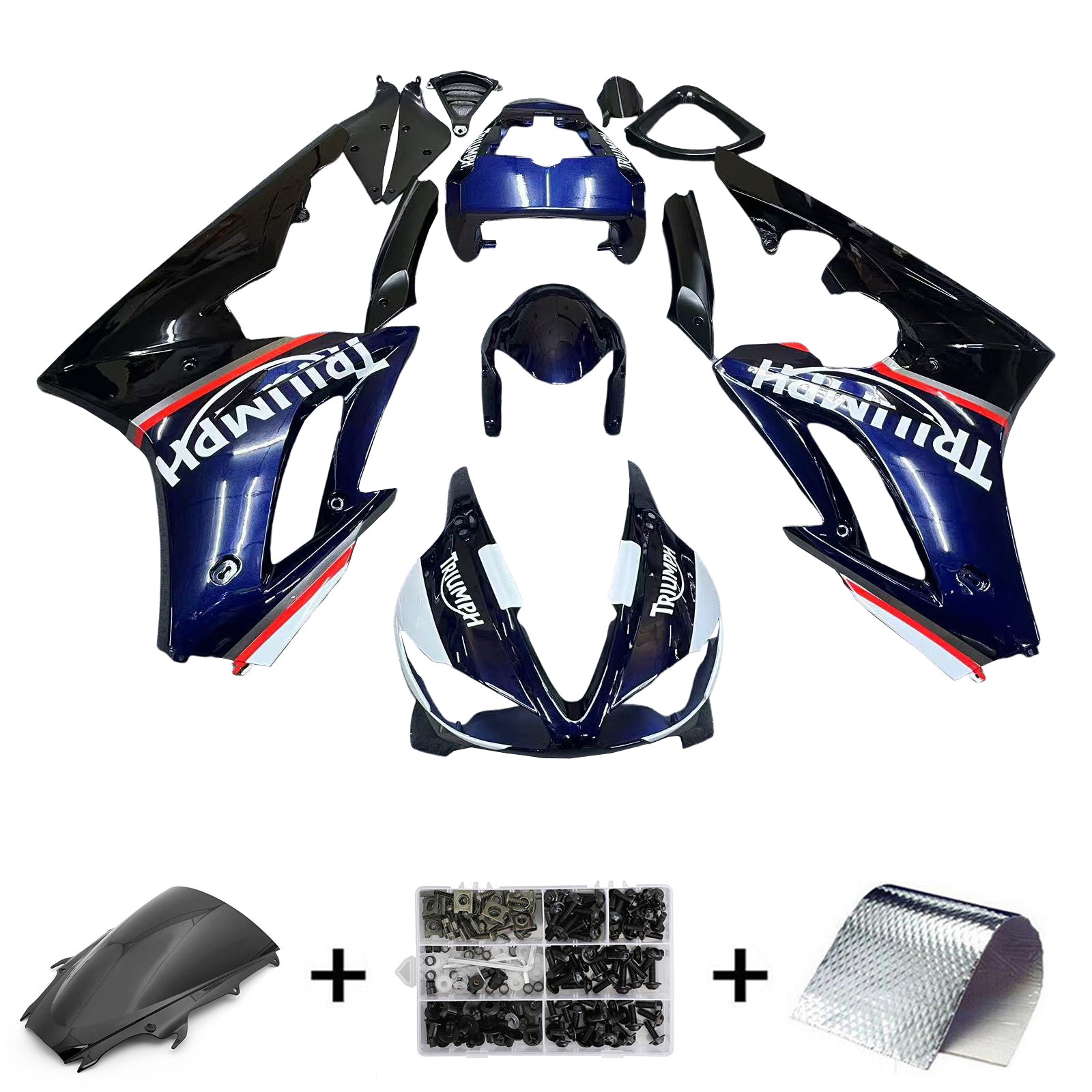 Amotopart 2009-2012 Triumph Daytona 675 Blue&Black Style2 Fairing Kit