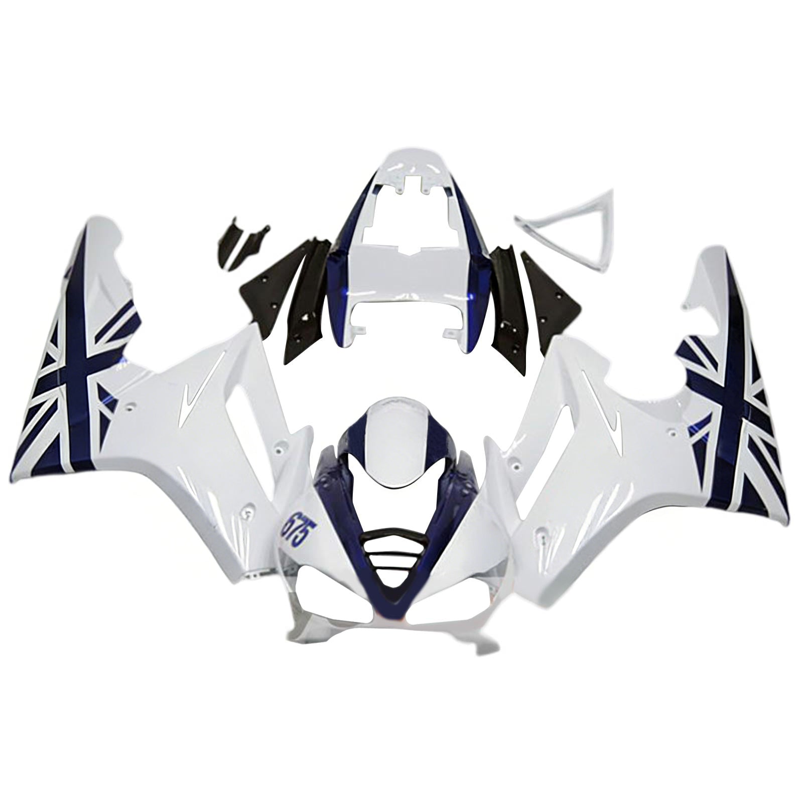 Amotopart 2009-2012 Triumph Daytona 675 White & Black Style2 Fairing Kit