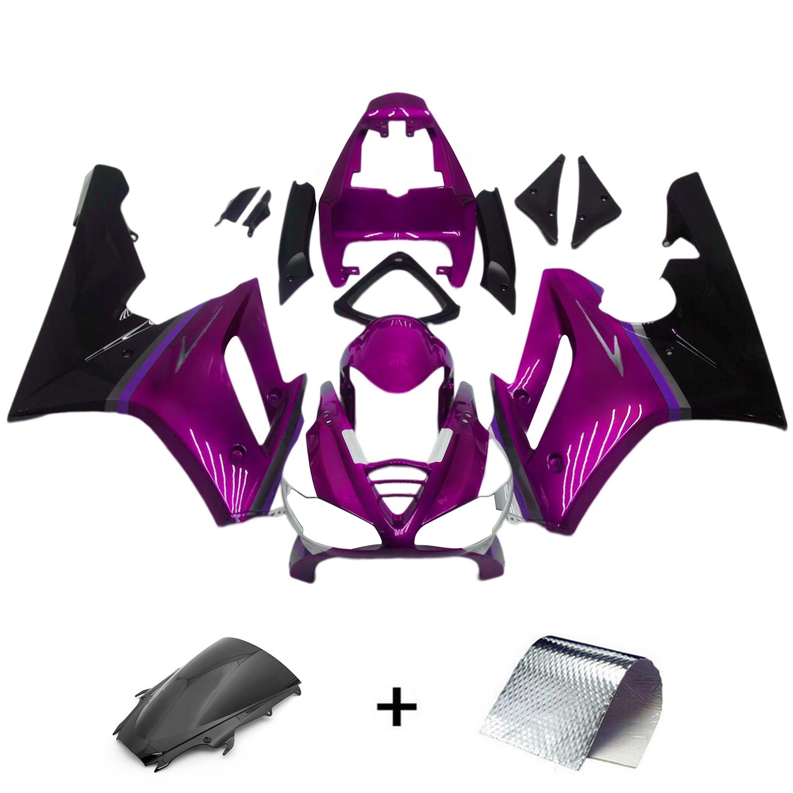 Amotopart 2009-2012 Triumph Daytona 675 Black & Purple Style1 Failing Kit
