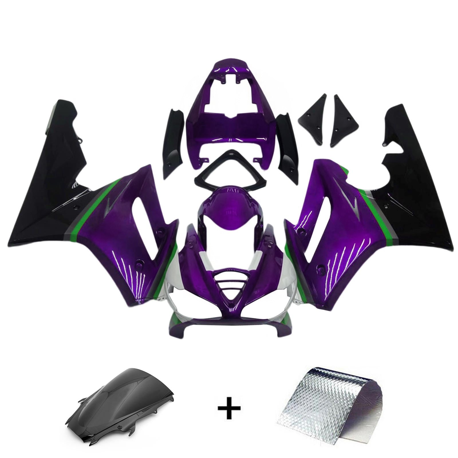 Amotopart 2009-2012 Triumph Daytona 675 Black&Purple Style2 Fairing Kit