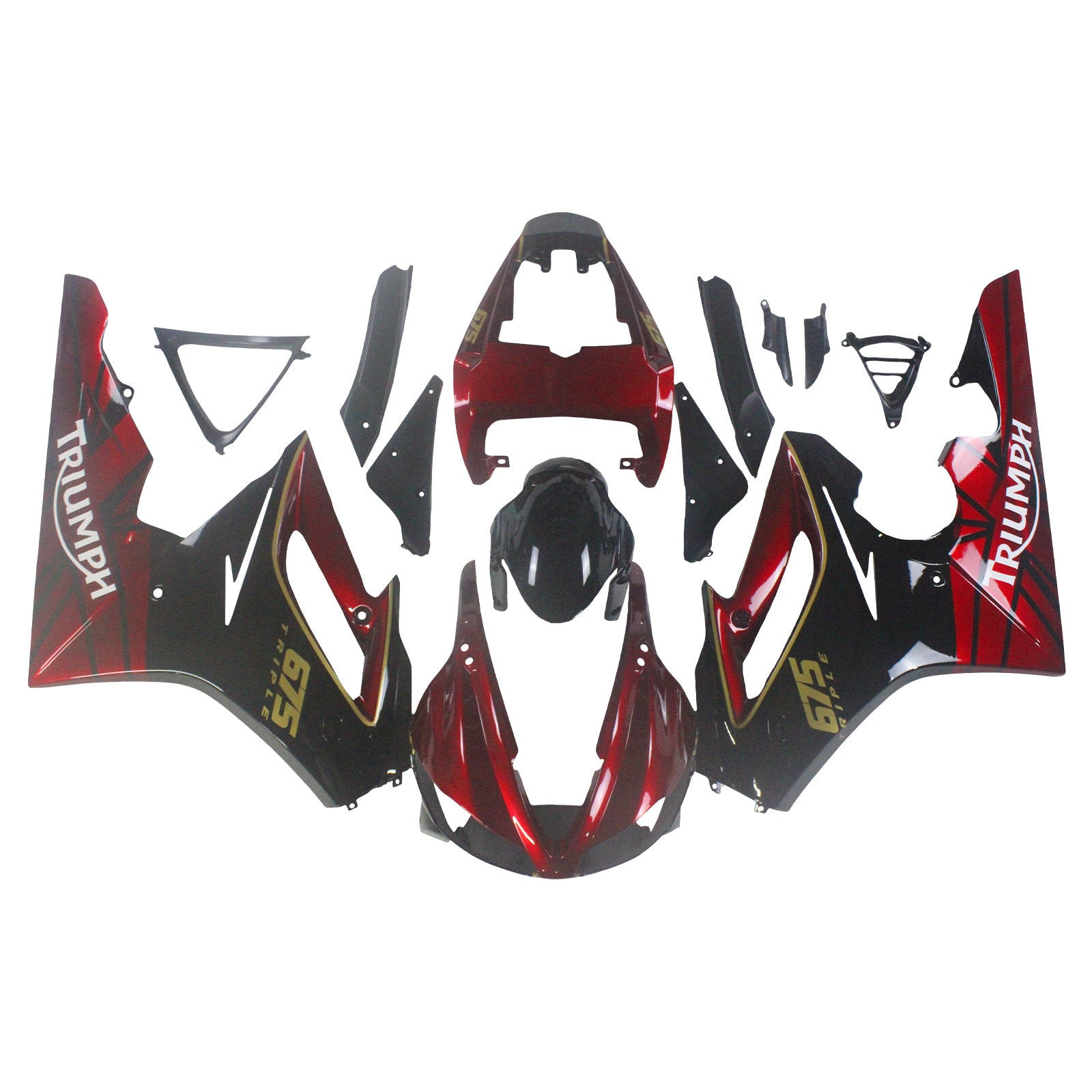 Amotopart 2009–2012 Triumph Daytona 675 rot-schwarzes Verkleidungsset