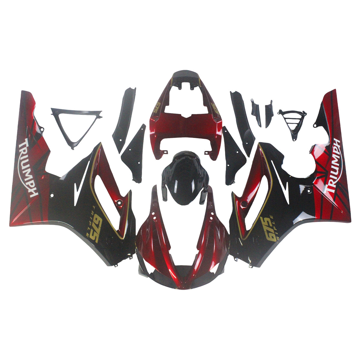 Amotopart 2009-2012 Triumph Daytona 675 Red&Black Fairing Kit