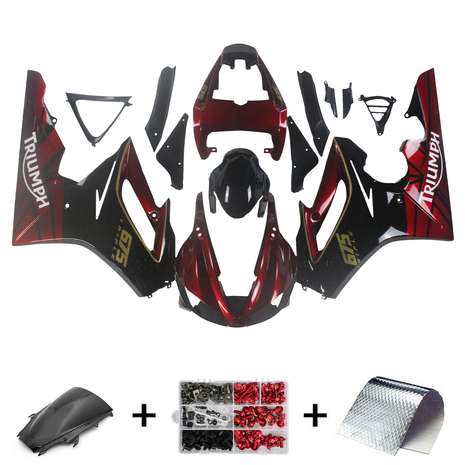 Amotopart 2009-2012 Triumph Daytona 675 Red&Black Fairing Kit