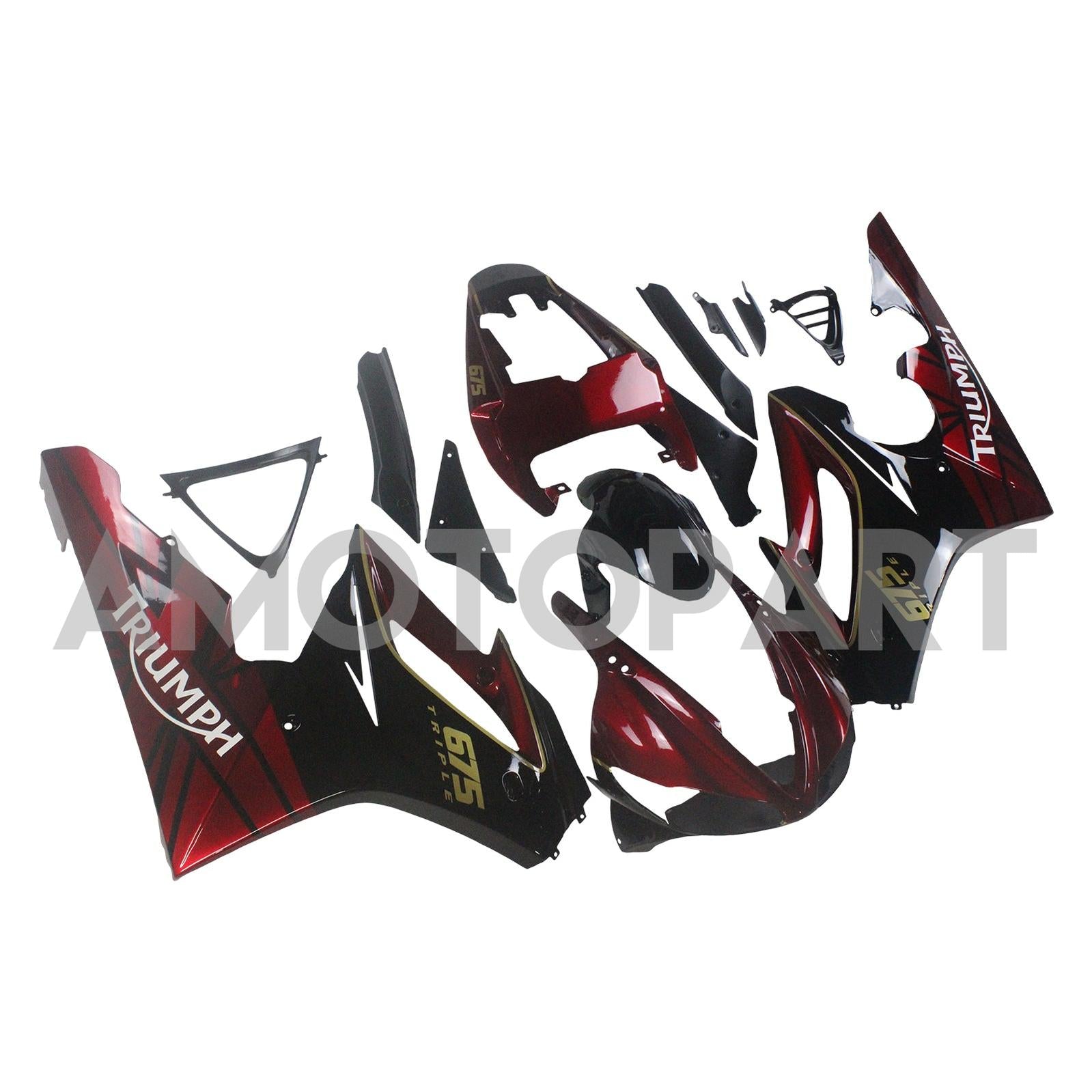 Amotopart 2009-2012 Triumph Daytona 675 Red & Black Fairing Kit