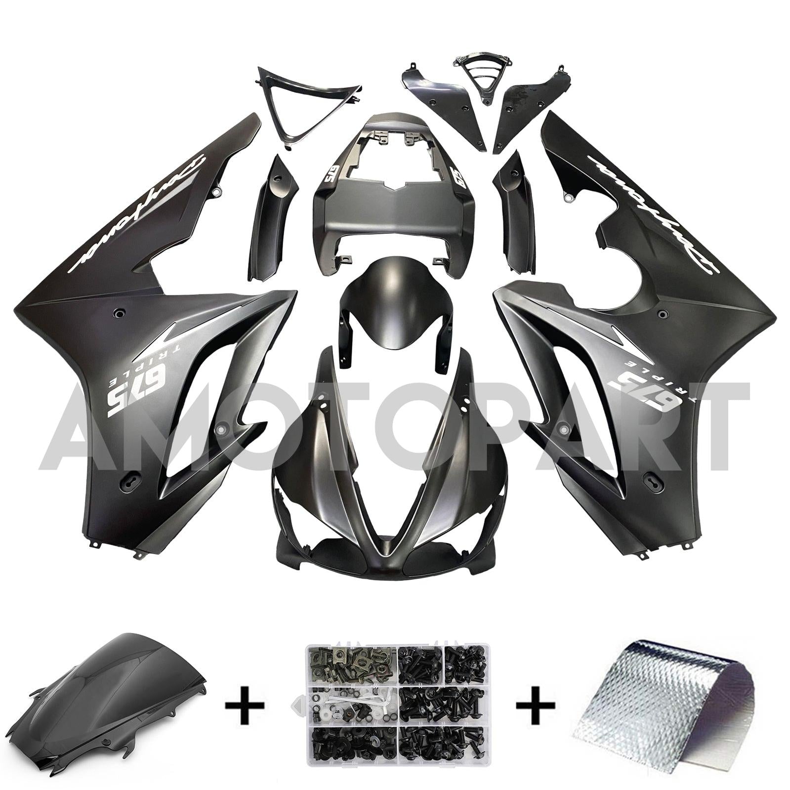 AMOTOPT 2009-2012 Triumph Daytona 675 Black Style2 Kit de carenagem