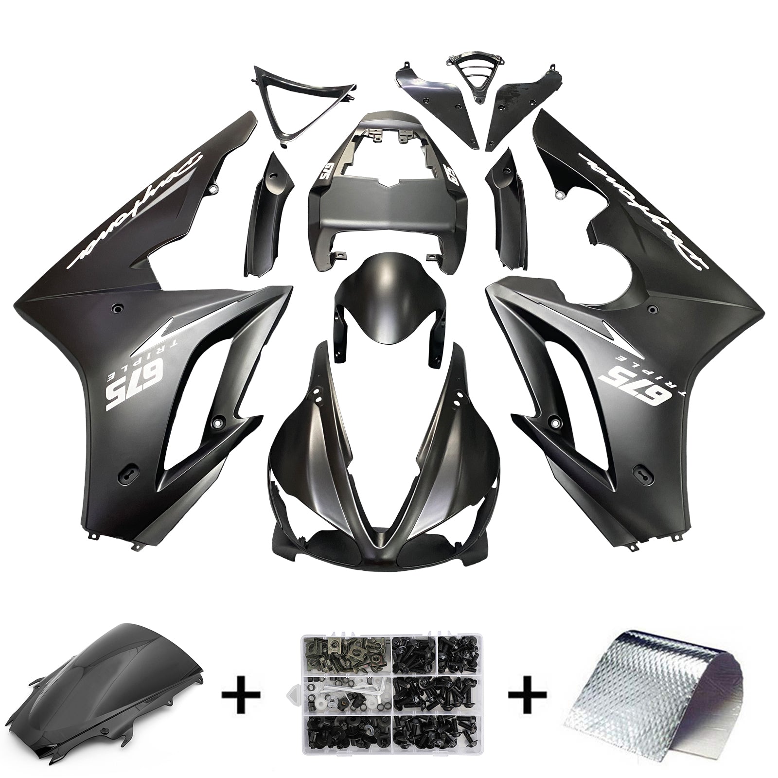 Amotopart 2009-2012 Kit carena Triumph Daytona 675 Black Style2