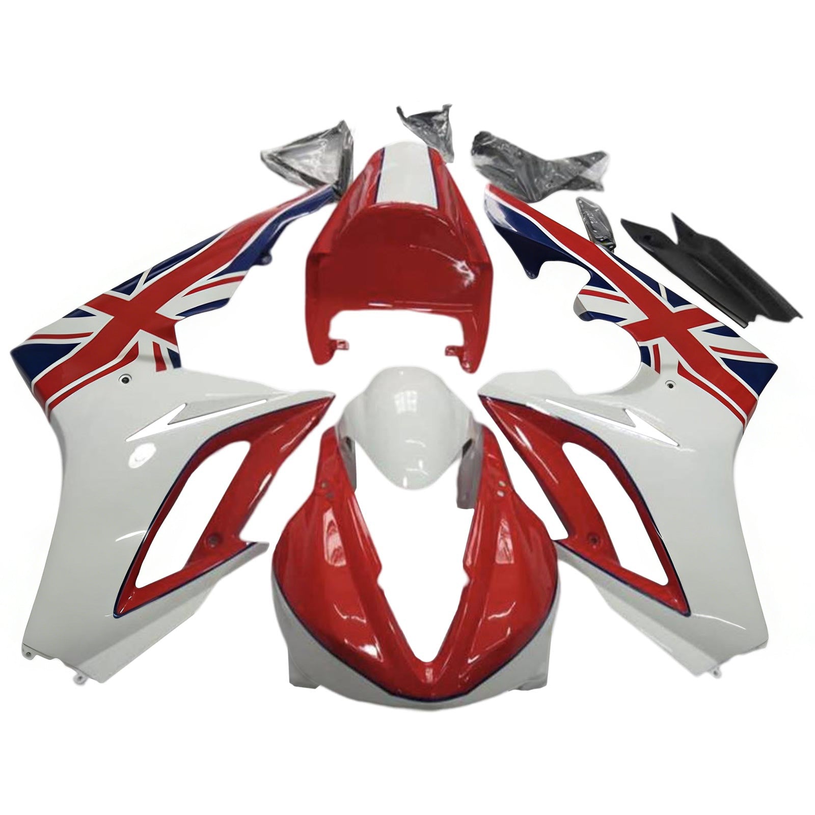 Amotopart 2009-2012 Triumph Daytona 675 Red & White Flag Fairing Kit