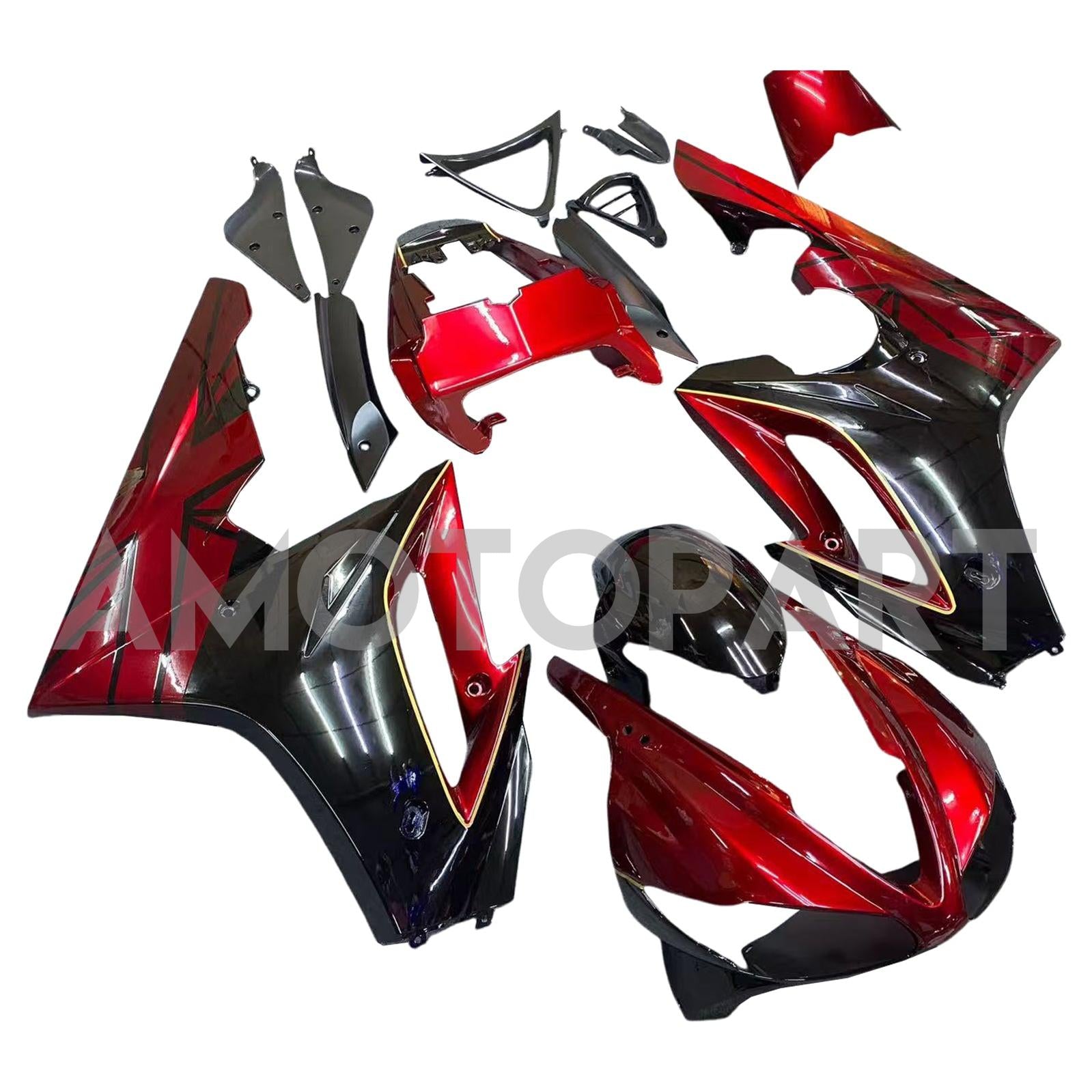 Amotopart 2009-2012 Triumph Daytona 675 Kit de carénage noir rouge noir brillant