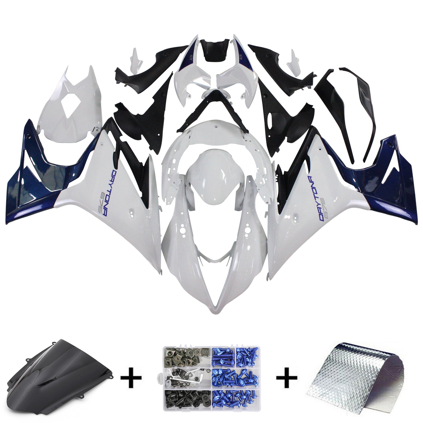 Amotopart Triumph 2013-2017 Daytona 675 blanc avec kit de carénage bleu