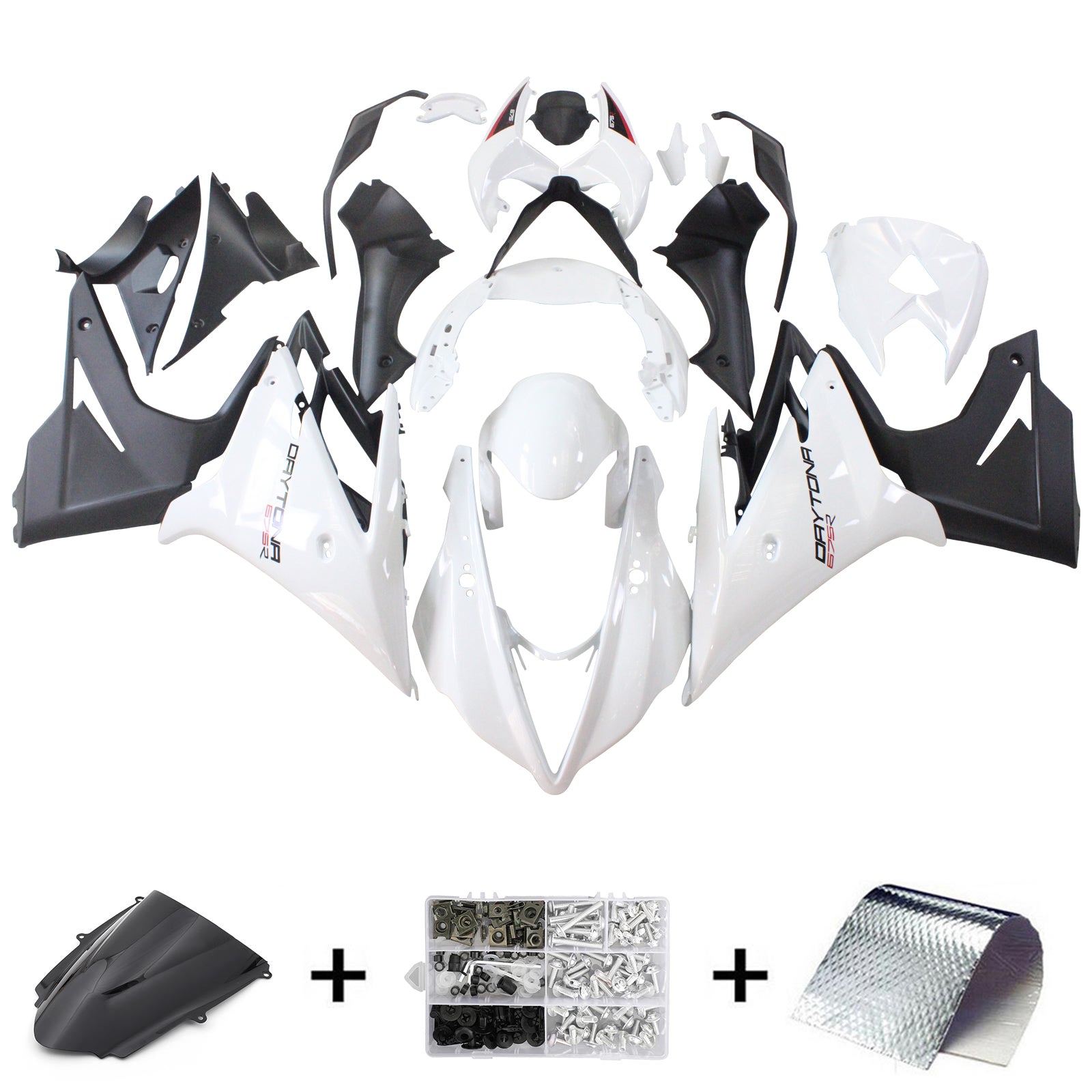 Amotopart Triumph Daytona 675 2013-2017 White&Black Fairing Kit