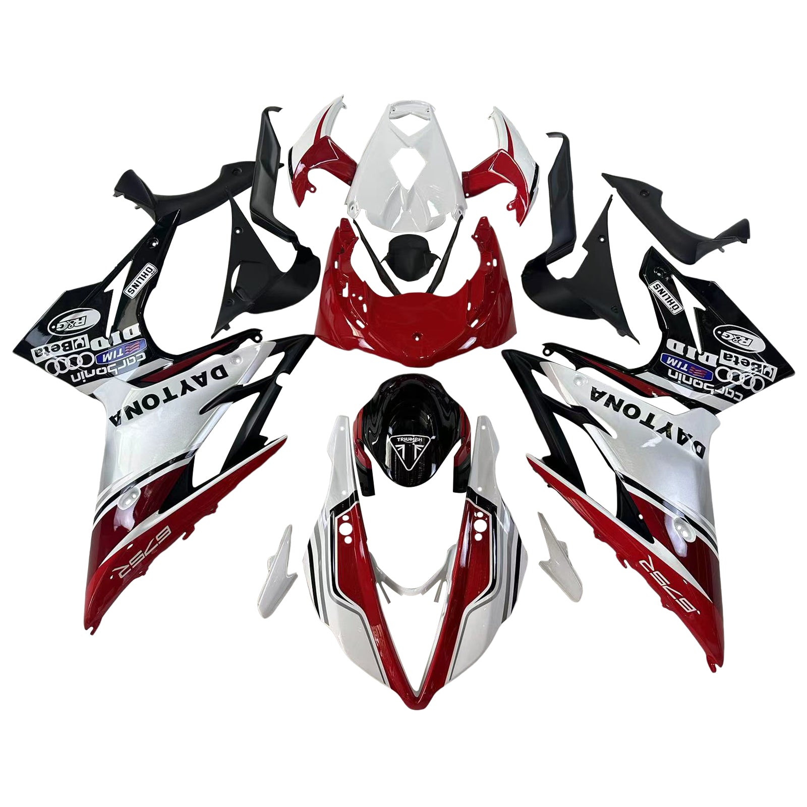 Amotopart Triumph Daytona 675 2013-2017 Red&White Style2 Fairing Kit