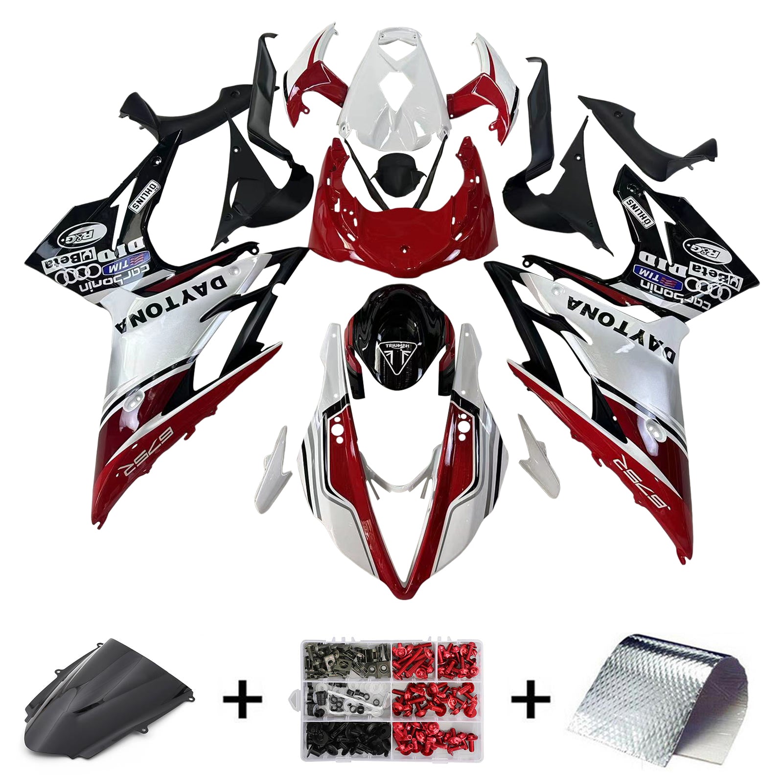 Amotopart Triumph Daytona 675 2013-2017 Red&White Style2 Fairing Kit