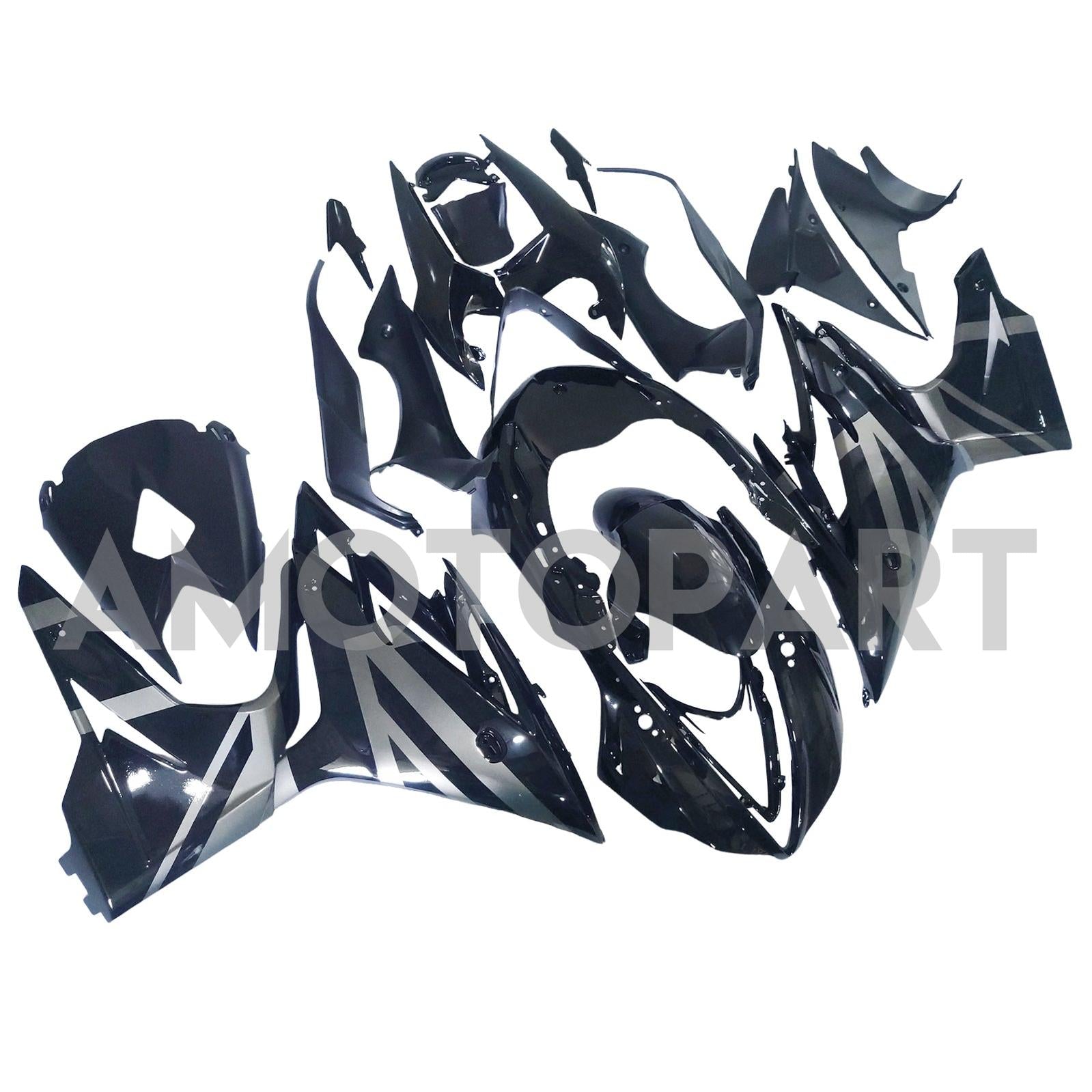 Amotopart 2013-2017 Triumph Daytona 675 Glossy Black Grey Fairing Kit