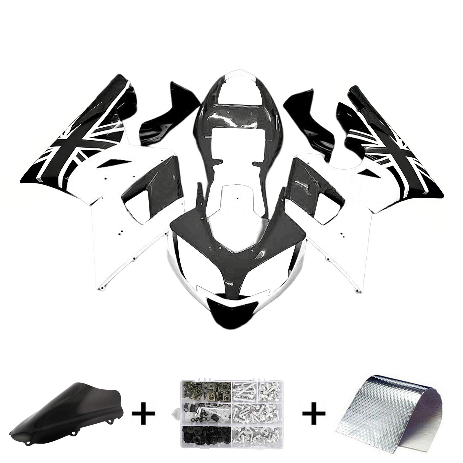 Amotopart 2002-2005 Triumph Daytona 600 650 Black&White Style4 Fairing Kit