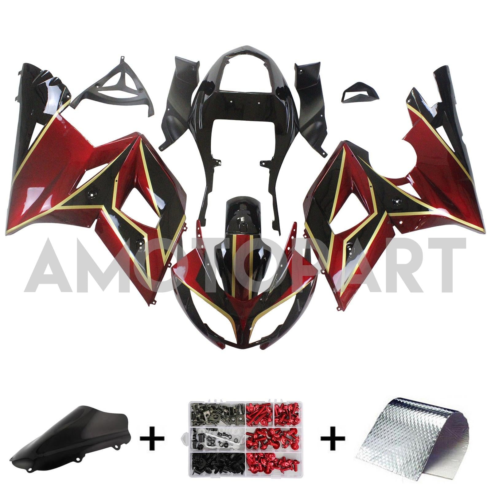 Amotopart 2002-2005 Triumph Daytona 600 650 Rouge&Kit de carénage doré