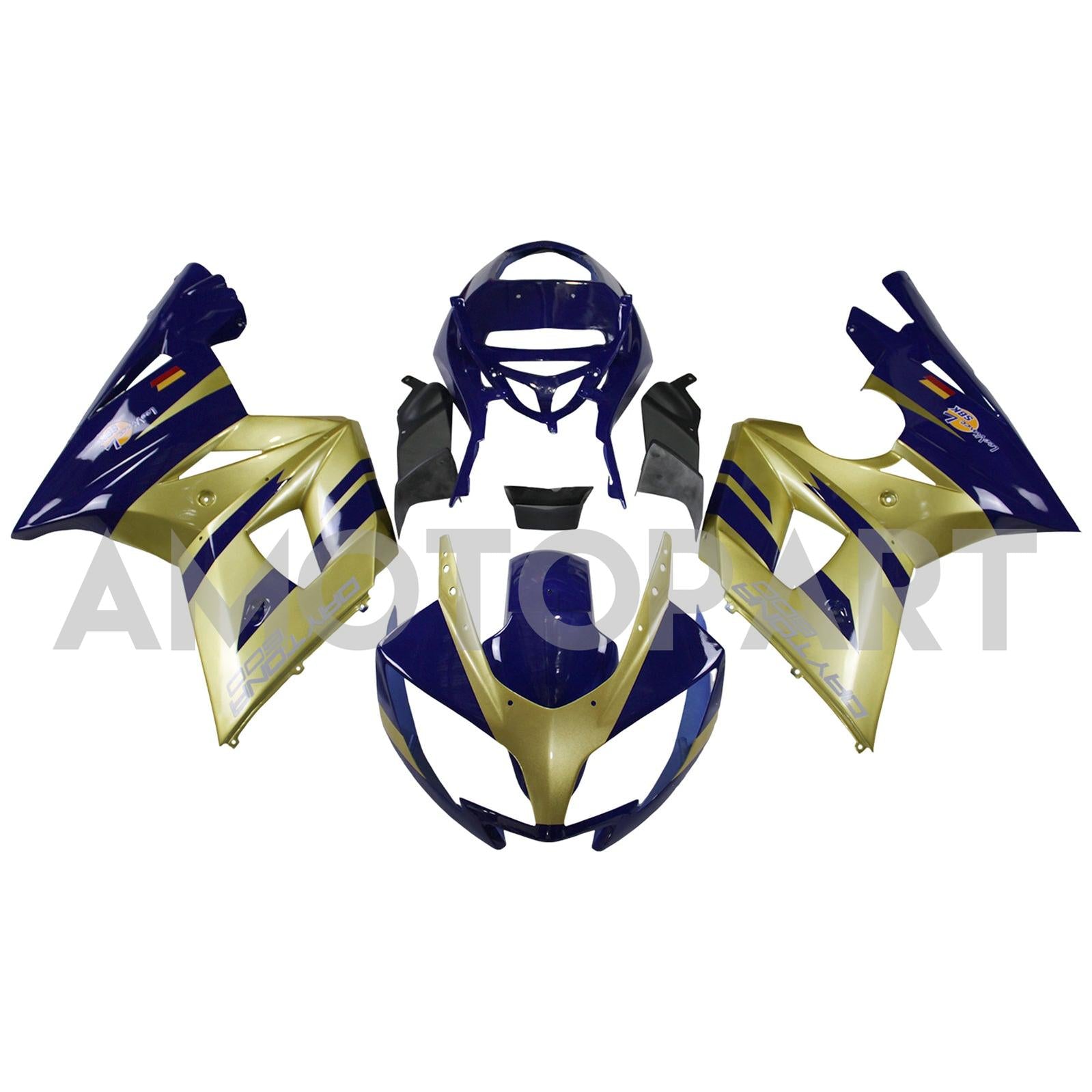 Amotopart 2002-2005 Triumph Daytona 600 650 Gold&Blue Fairing Kit