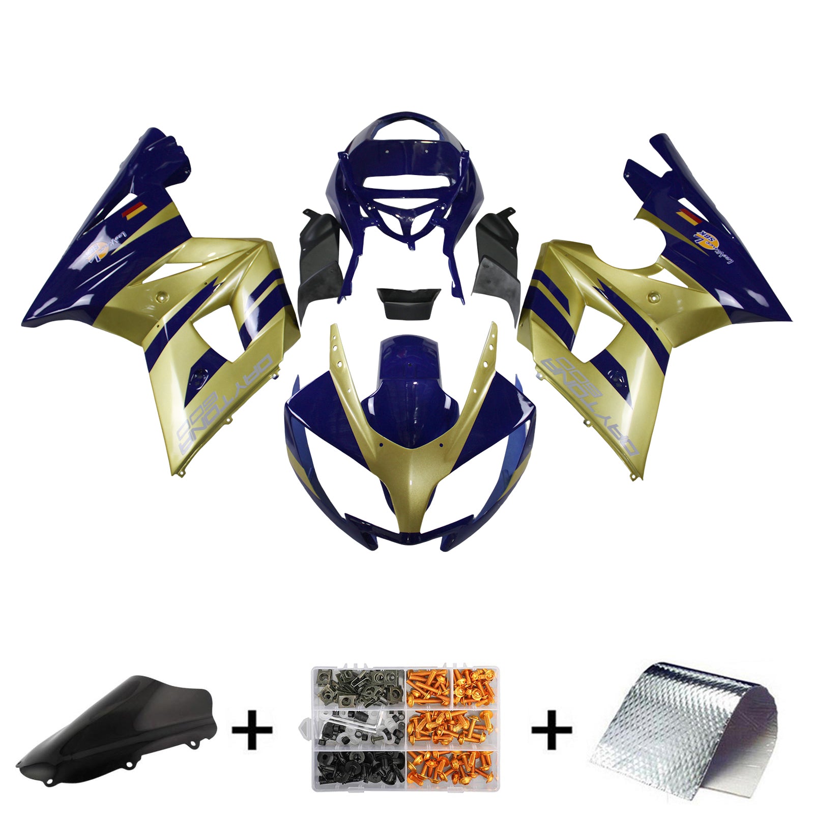 Amotopart 2002-2005 Triumph Daytona 600 650 Gold&amp;Blue Verkleidungsset