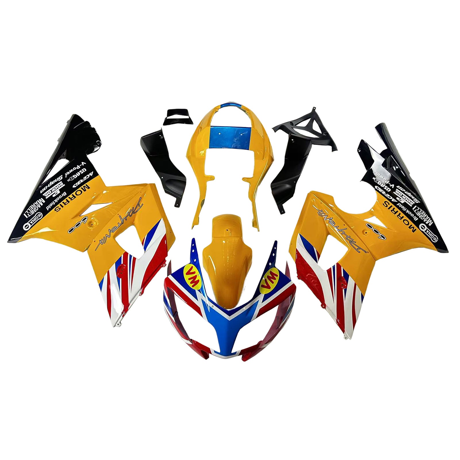 Amotopart 2002-2005 Triumph Daytona 600 650 Jaune avec carénage de drapeau kit