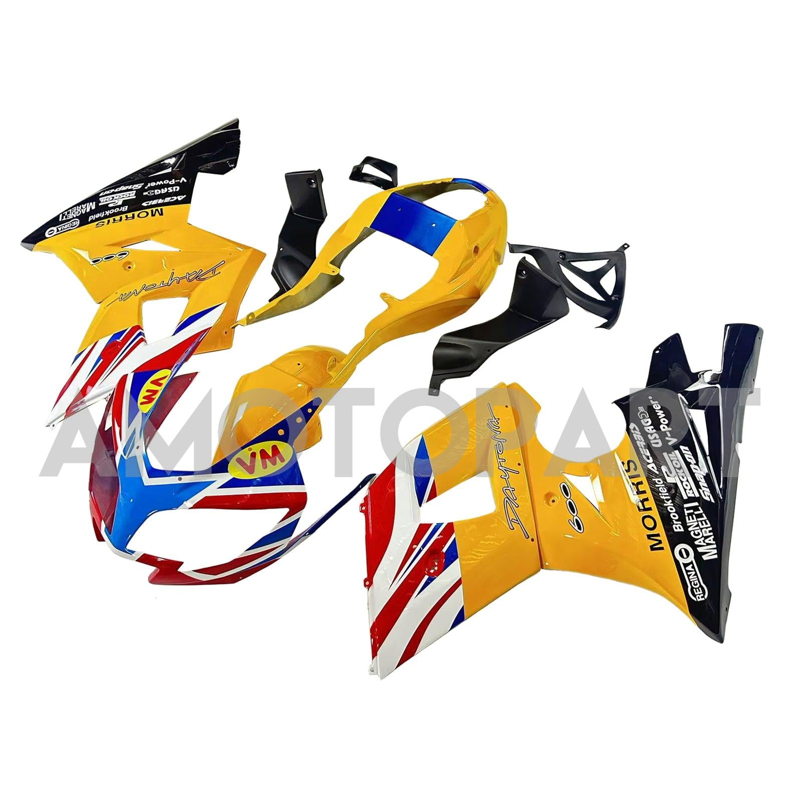 Amotopart 2002-2005 Triumph Daytona 600 650 gul med flaggmässa kit