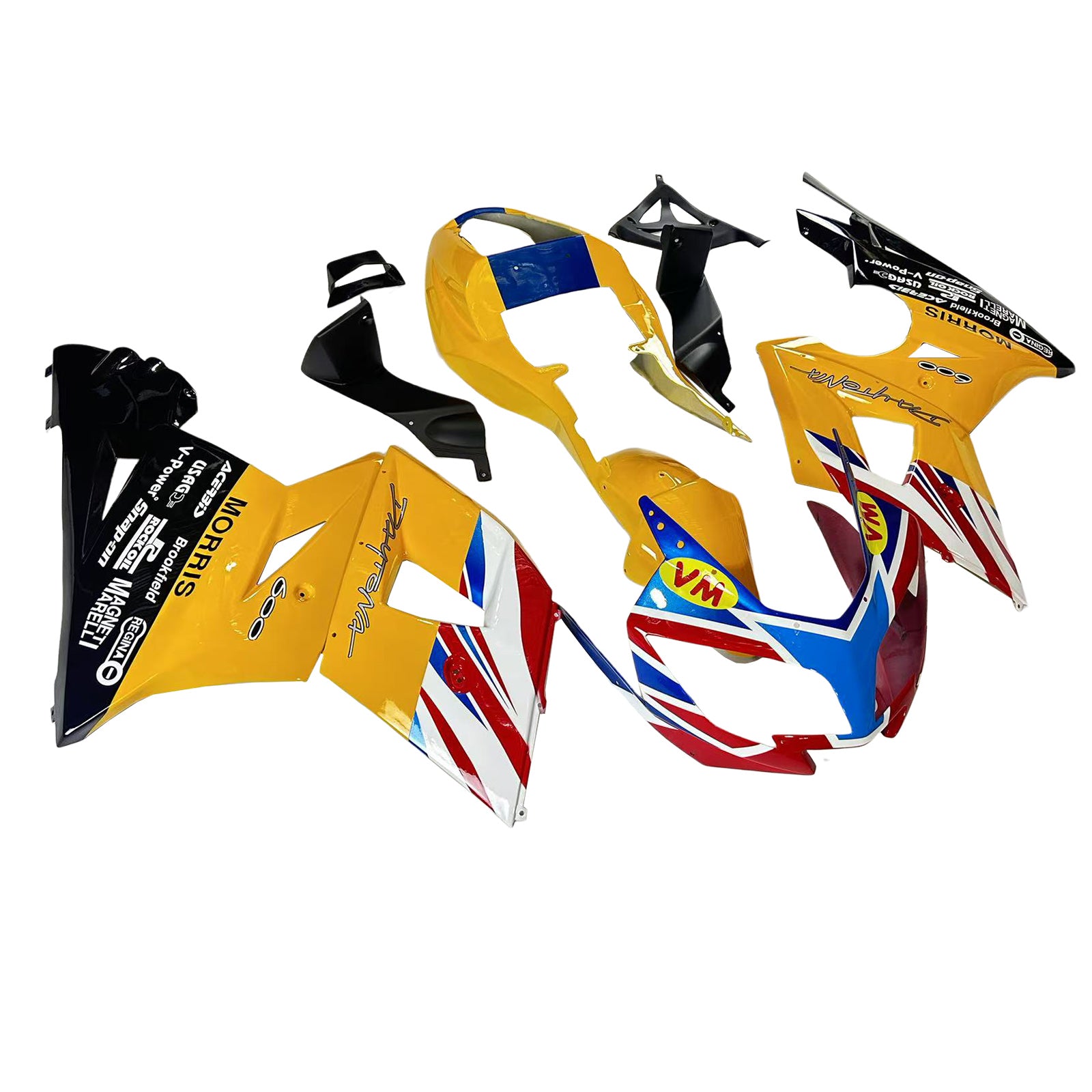 Amotopart 2002-2005 Triumph Daytona 600 650 Yellow with Flag Fairing Kit