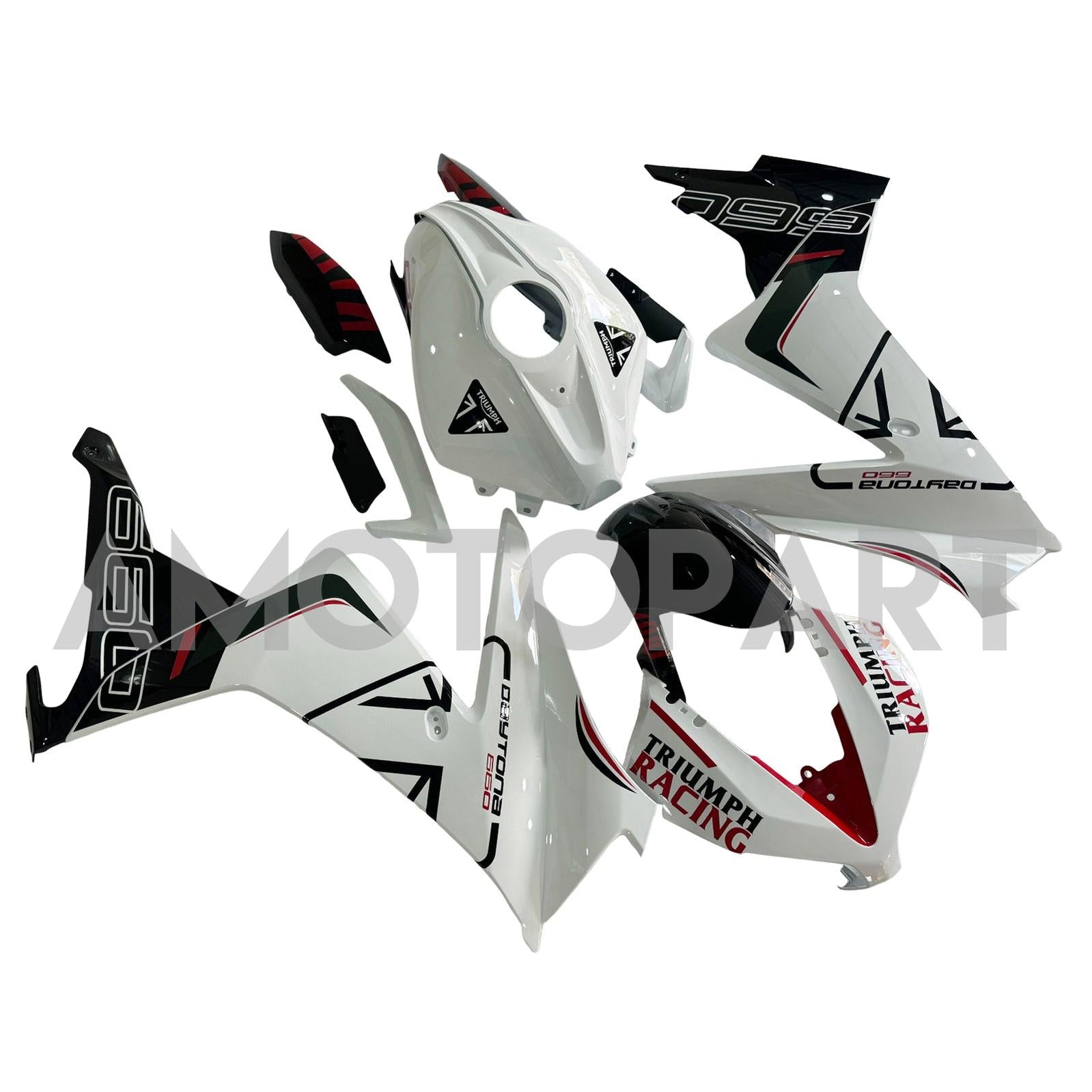 Amotopart 2024-2025 Triumph Daytona 660 Kit de carénage blanc noir rouge