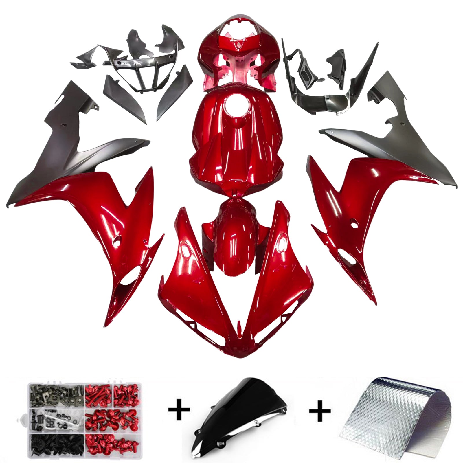 Amotopart 2004 2005 2006 YAMAHA YZF R1 Fairing Gloss Red Kit