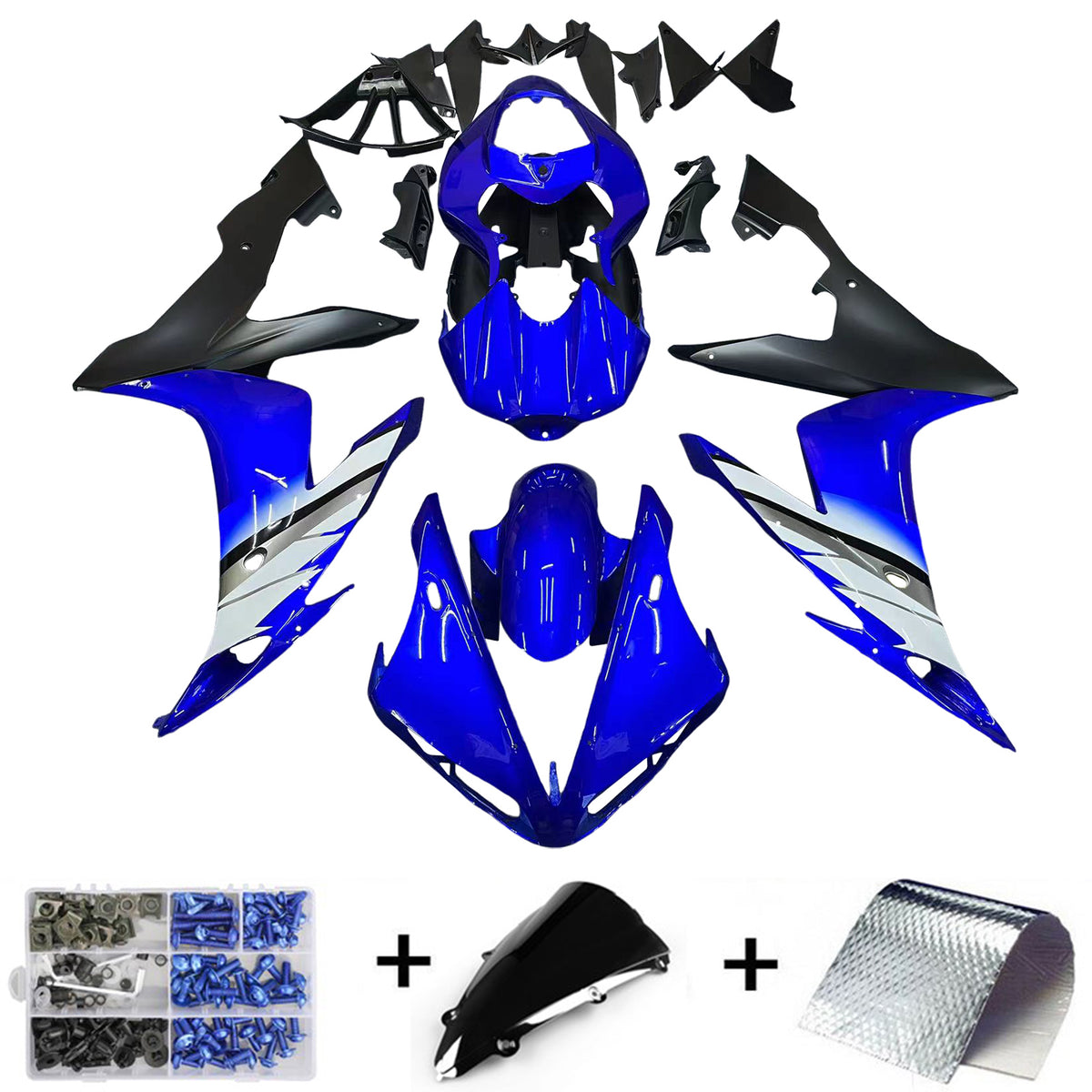 Kit carena Amotopart 2004-2006 Yamaha YZF R1 blu nero